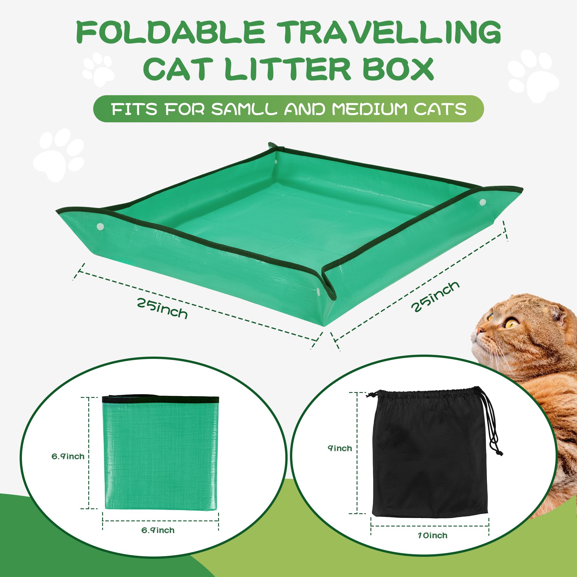 ROYALAY 3-Pack Foldable Portable Cat Litter Box for Travel - Waterproof Large Size Pet Carrier with Litter Tray for Car, Plane, Van, Camping & Hotels | Perfect for Road Trips, Air Travel & Outdoor Adventures