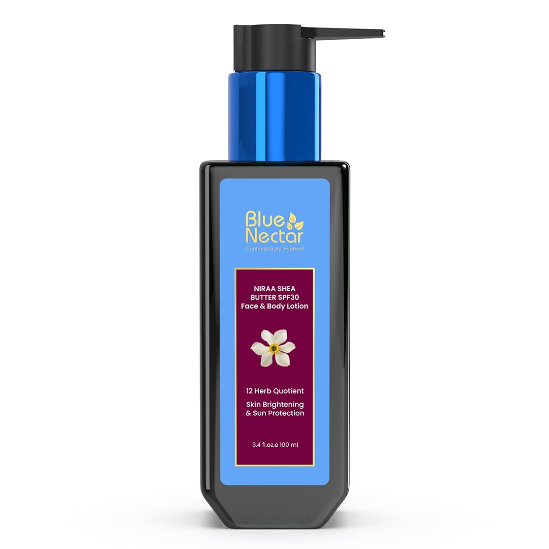 Blue Nectar SPF 30 PA++ Body Lotion with Body Butter for Women & Men | Plant-Based Sunscreen Lotion for UVA/UVB Protection | Hydrating & Glowing Skin Care | Perfect for Beach, Pool & Outdoor Activities (100ml)