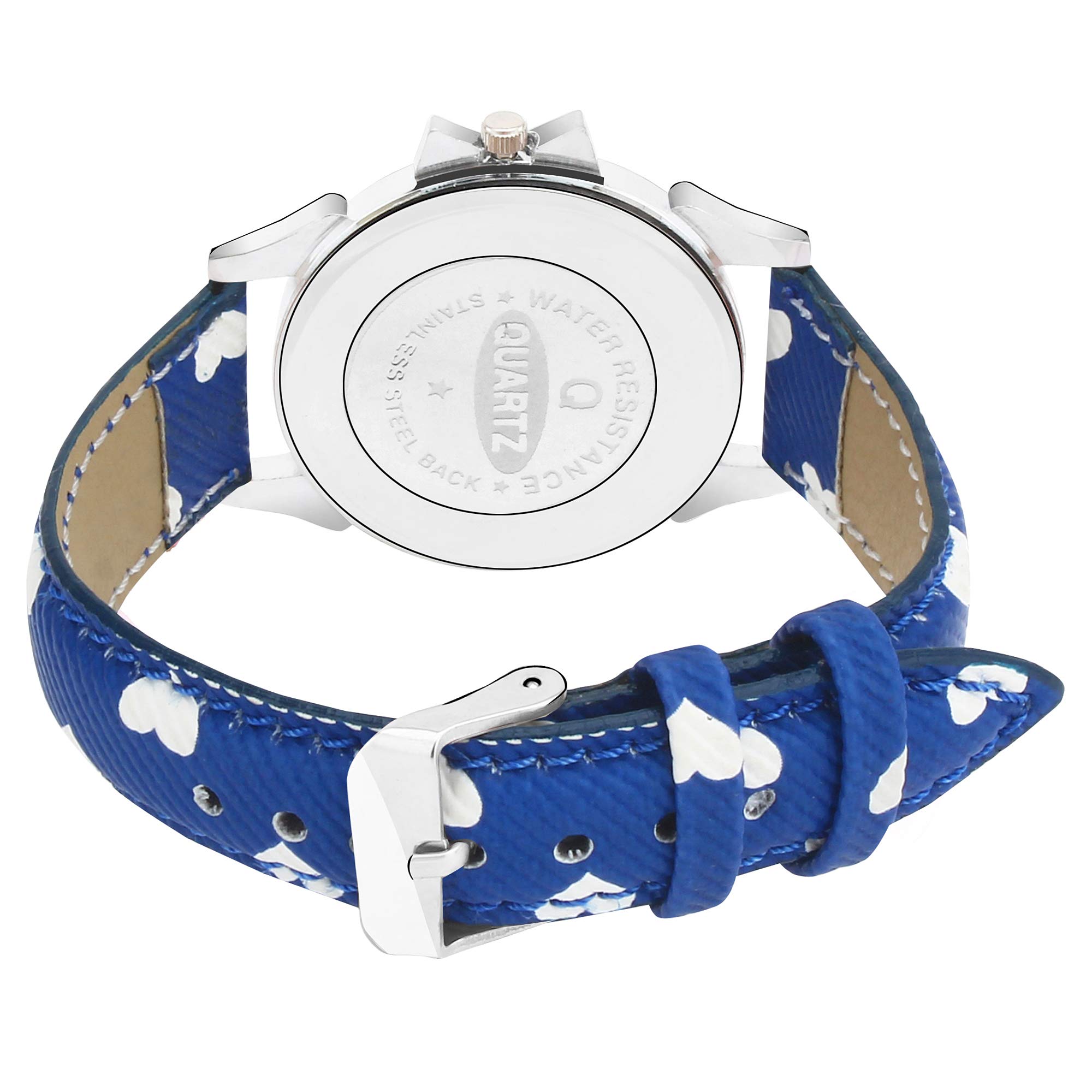SMAEL Analog Women's Watch with White Dial & Blue Leather Strap - Elegant Fashion Timepiece for Office, Casual Wear & Everyday Use