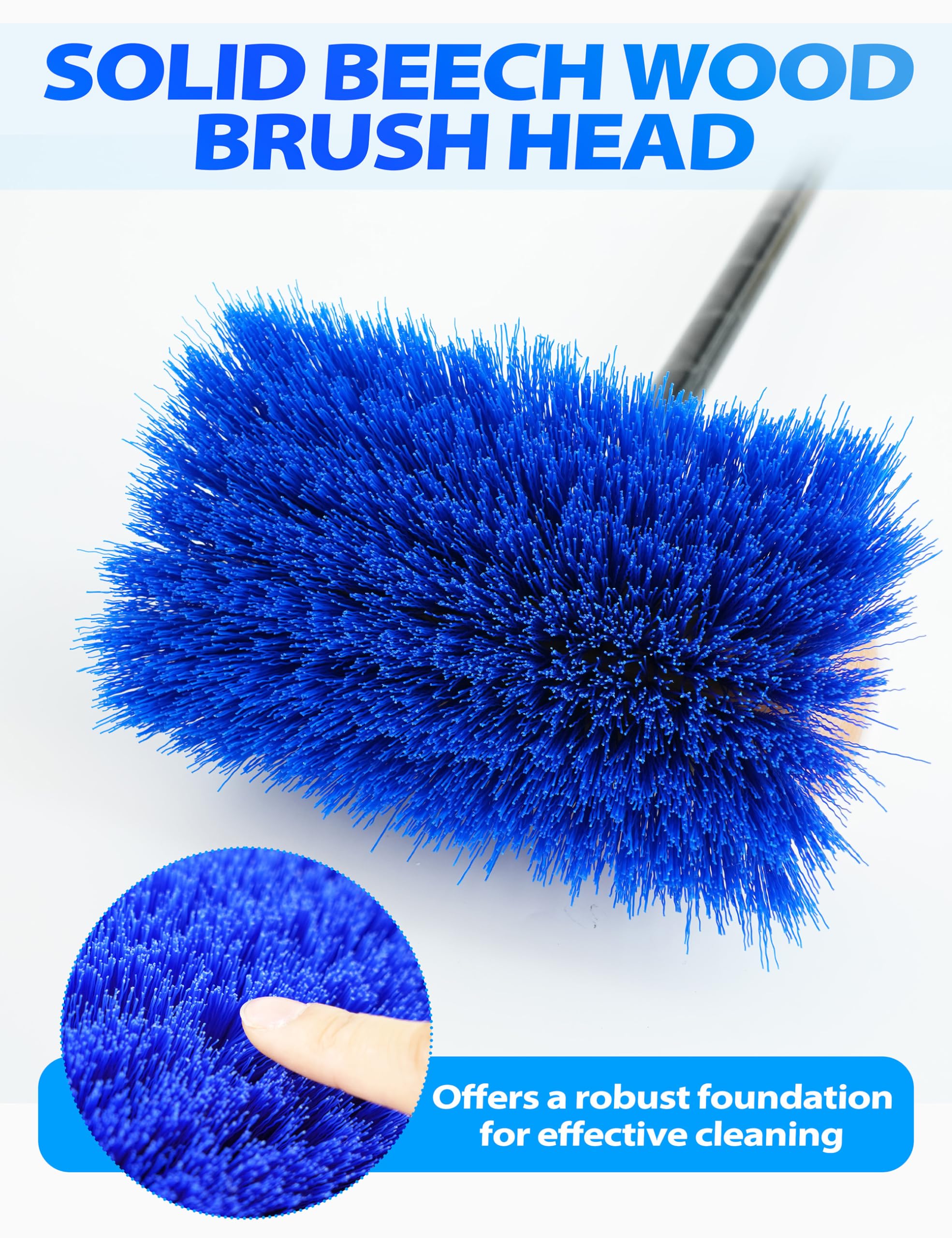 BLUEWING 4ft/6ft/8ft Heavy Duty Deck Brush with Carbon Fiber Handle - Soft/Medium/Hard Bristles for Boat, Patio & Outdoor Cleaning | Durable Scrubbing Tool for Wooden Decks, Concrete & Pool Areas