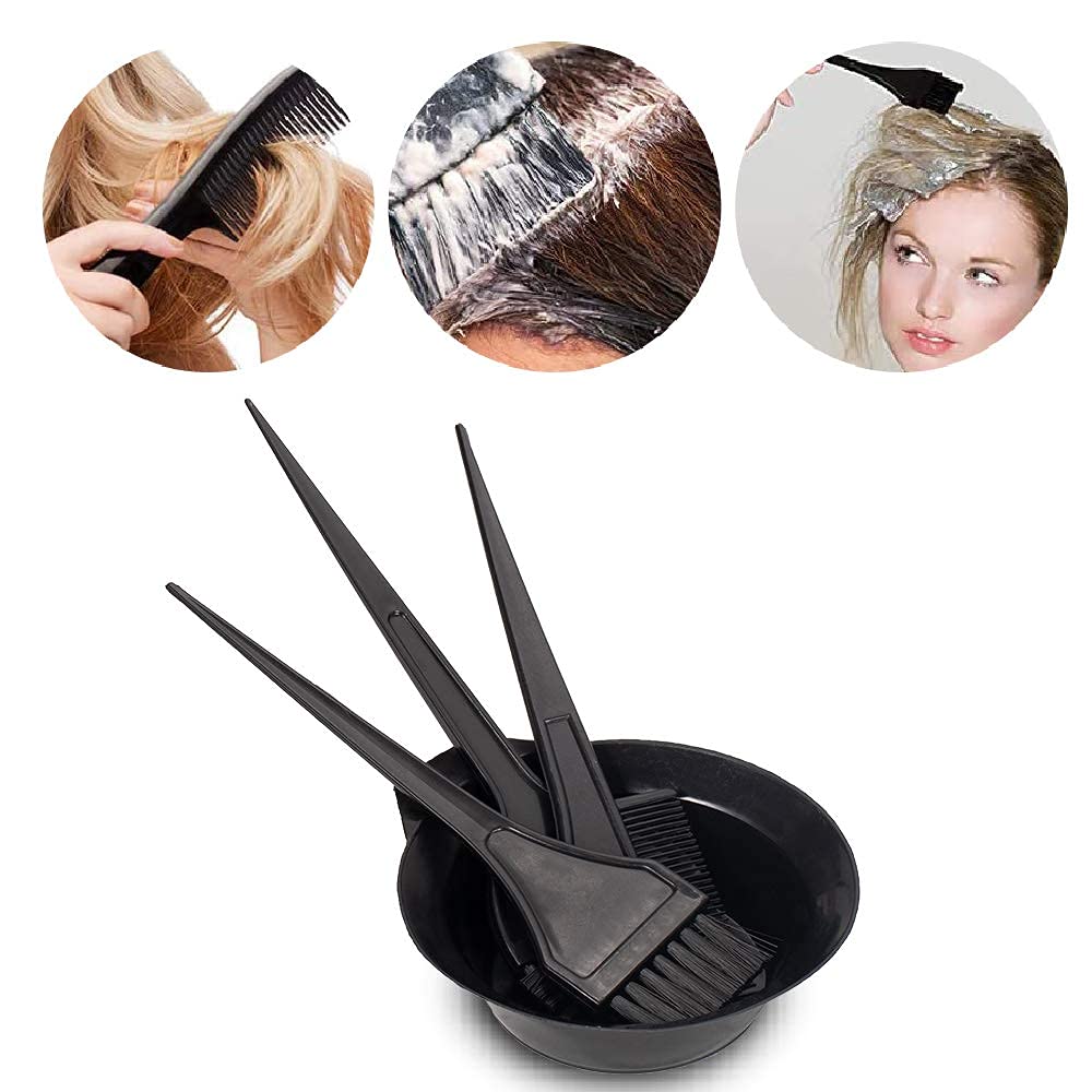 4Pcs Hair Dye Brush and Bowl Set - Professional Hair Coloring Kit with Mixing Bowls & Applicator Brushes for Salon & Home Hair Tinting