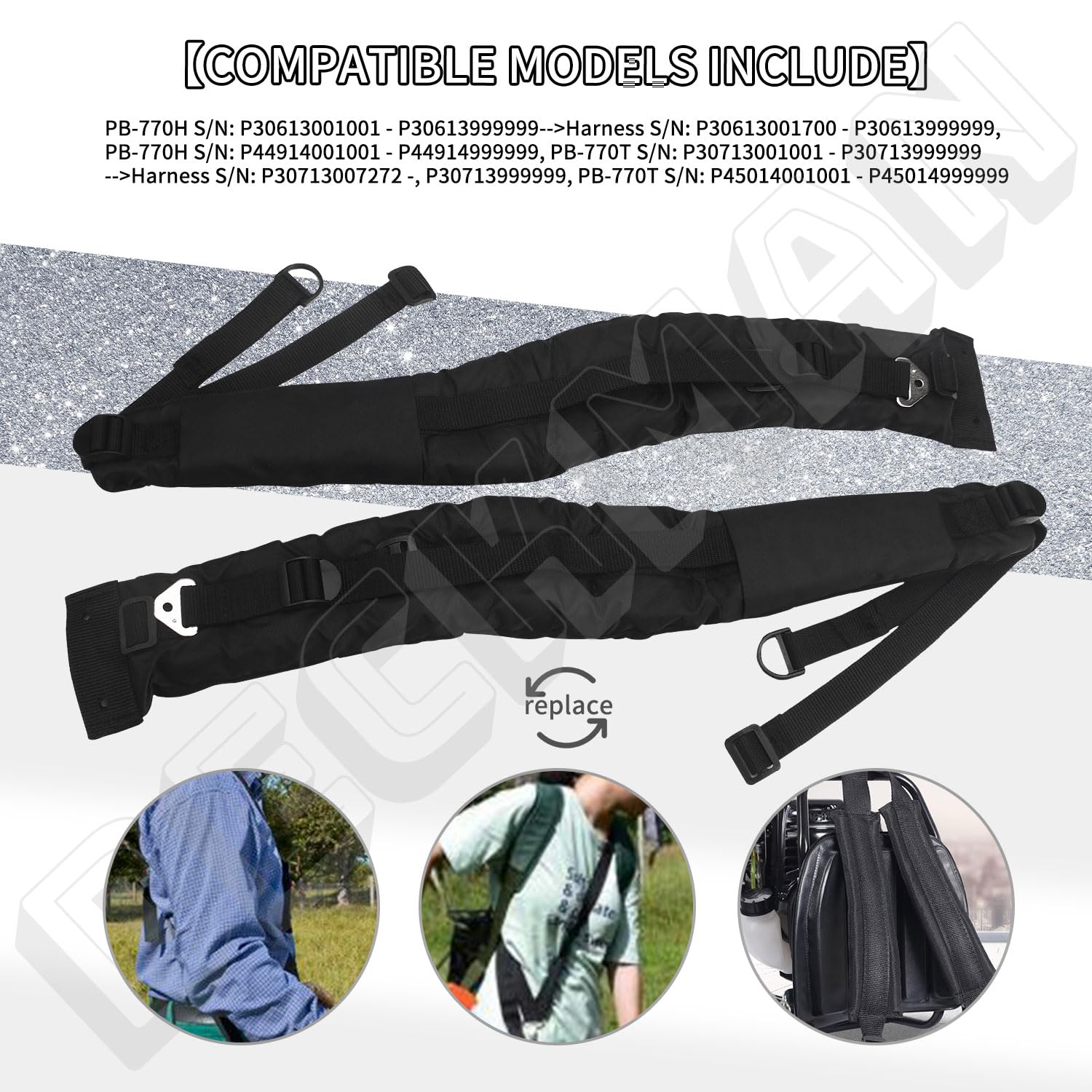 Echo PB-760LNH PB-770H PB-770T Backpack Blower Replacement Harness Strap Kit - Compatible with P021046660 P021046661 Models - Includes Left & Right Shoulder Straps for Comfortable Landscaping & Yard Work