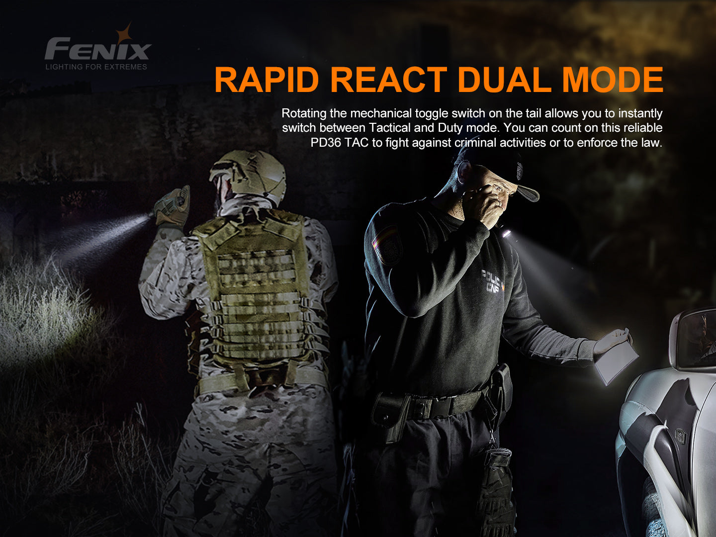 Fenix PD36 TAC Tactical Flashlight - 3000 Lumens Ultra Bright LED Flashlight for Camping, Hiking, Emergency & Outdoor Adventures | Rechargeable & Durable Tactical Light
