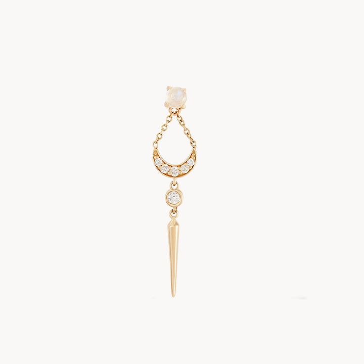 14K Yellow Gold Sacred Geometry Moonstone Earrings for Women – Spiritual Healing Jewelry, Boho Chic Accessories for Yoga, Meditation & Everyday Wear