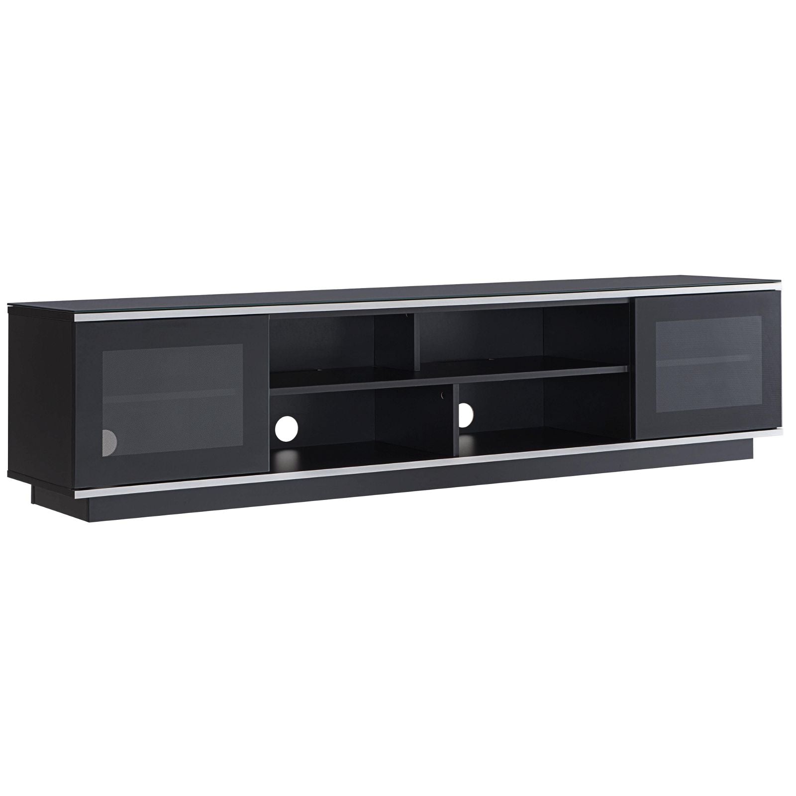 Tauris Diablo 180cm Black TV Stand with Tempered Glass - Modern Entertainment Center for Living Room, Bedroom & Home Theater