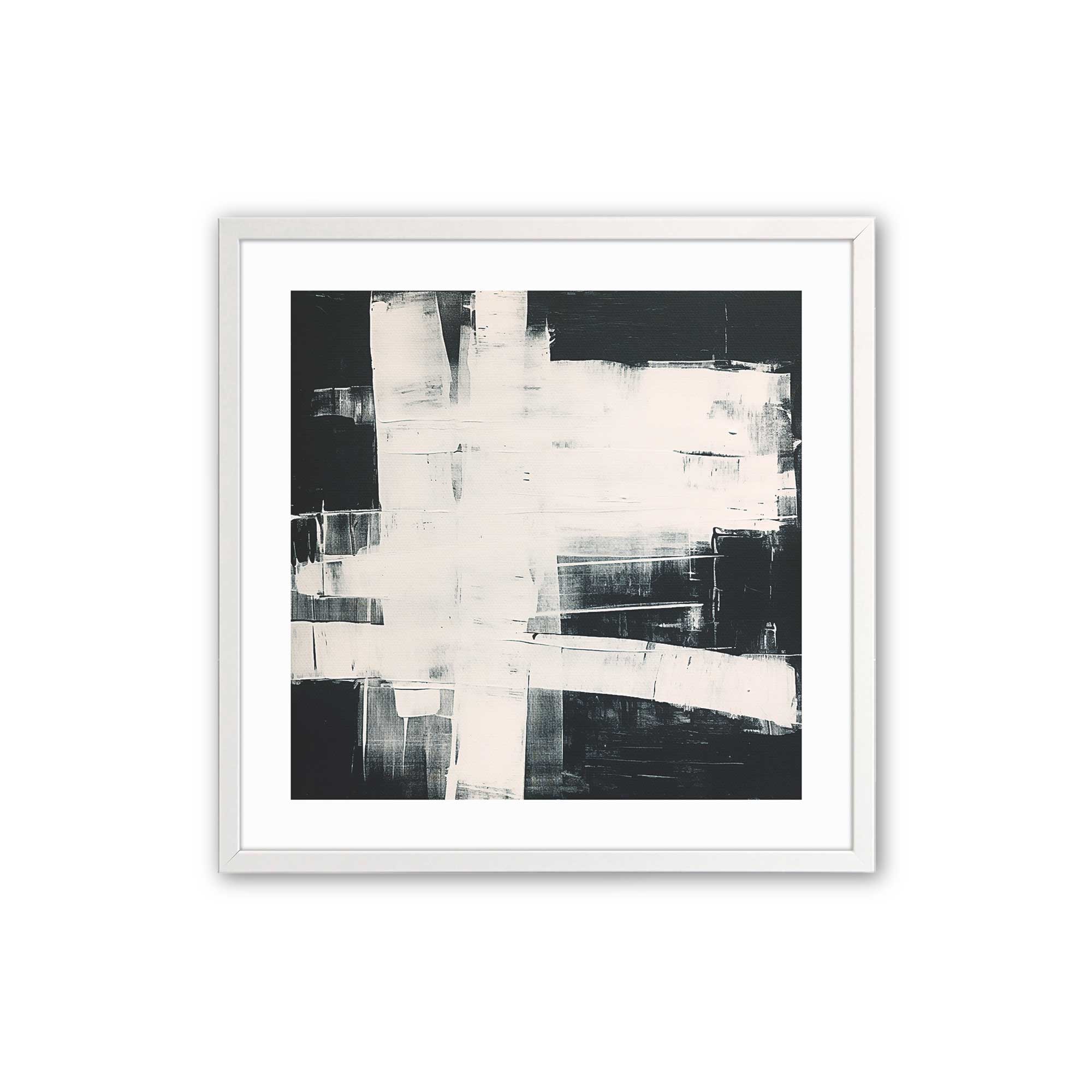 Eclipsed Onyx Tangle I Print - Abstract Black & White Wall Art for Modern Home & Office Decor