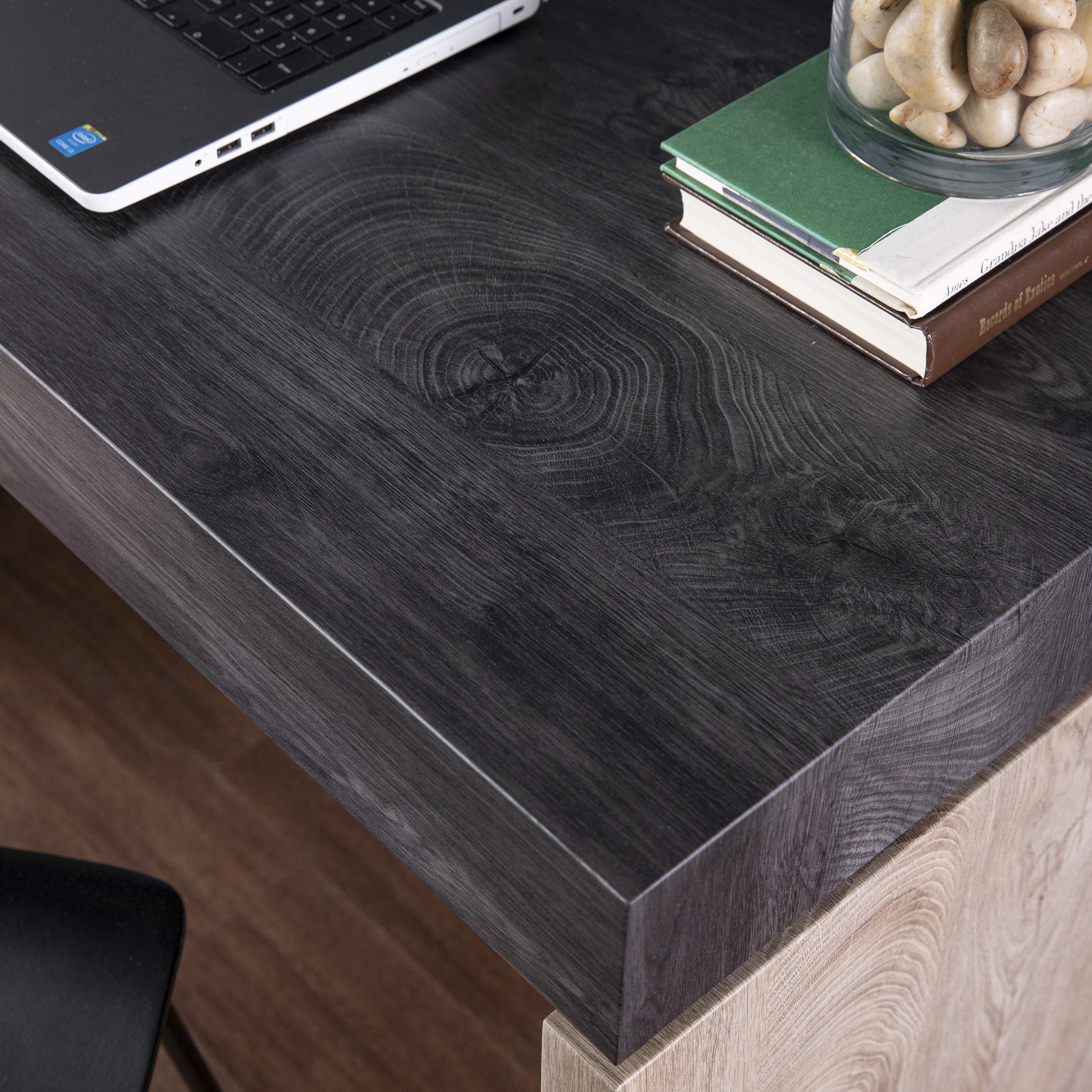 SEI Furniture Hapsford Writing Desk - Black & Natural Wood Home Office Desk for Small Spaces | Study Desk, Computer Desk for Bedroom & Home Office