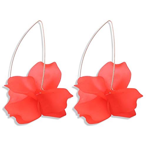 Boho Summer Rose Resin Petal Drop Earrings for Women - Floral Acrylic Dangle Hoop Earrings | Perfect for Weddings, Beach Vacations & Boho Fashion