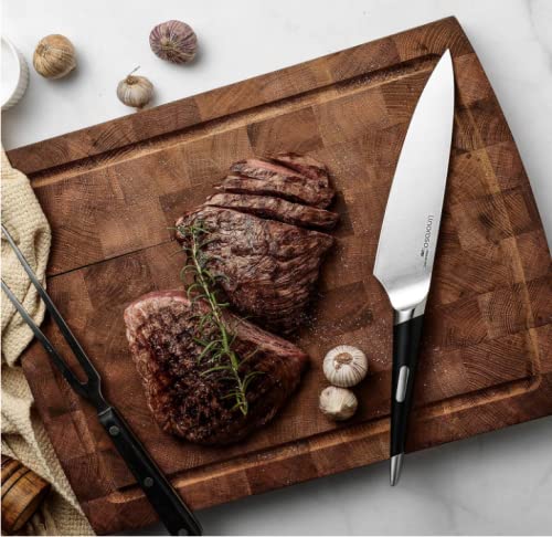 Linoroso MAKO Series 7-inch German High-Carbon Stainless Steel Chef Knife - Ultra Sharp Precision Forged Kitchen Knife with In-Drawer Knife Block - Perfect for Slicing, Dicing & Food Prep