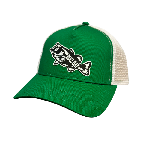Bull Bay Bass Trucker Hat - Adjustable Mesh Back Baseball Cap for Fishing & Outdoor Adventures - Perfect for Anglers, Camping, and Casual Wear