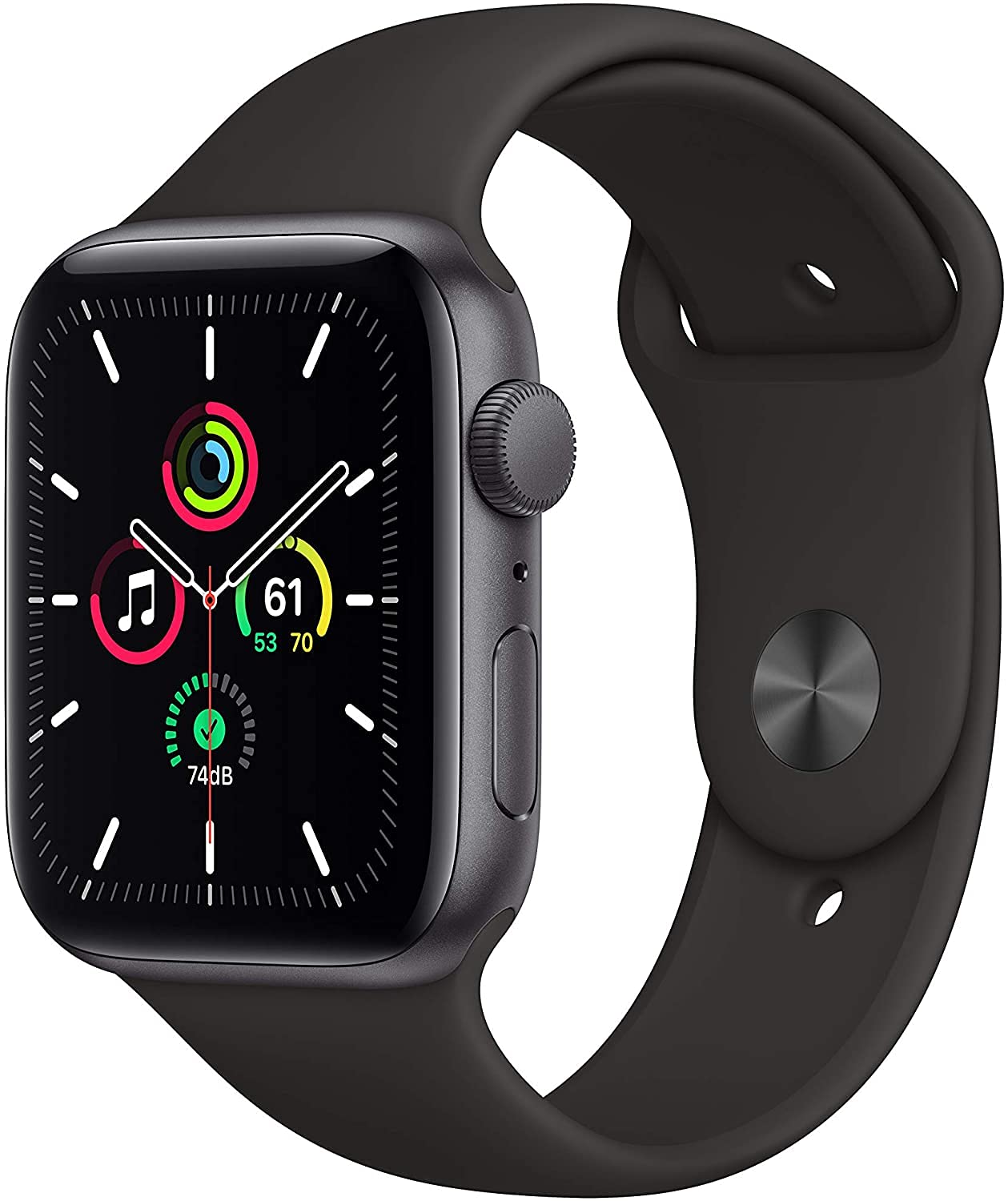 Apple Watch SE (GPS, 44mm) - Space Gray Aluminum Case with Black Sport Band (Renewed Premium) - Smartwatch for Fitness Tracking, Notifications & Calls - Perfect for Workouts, Running & Daily Use