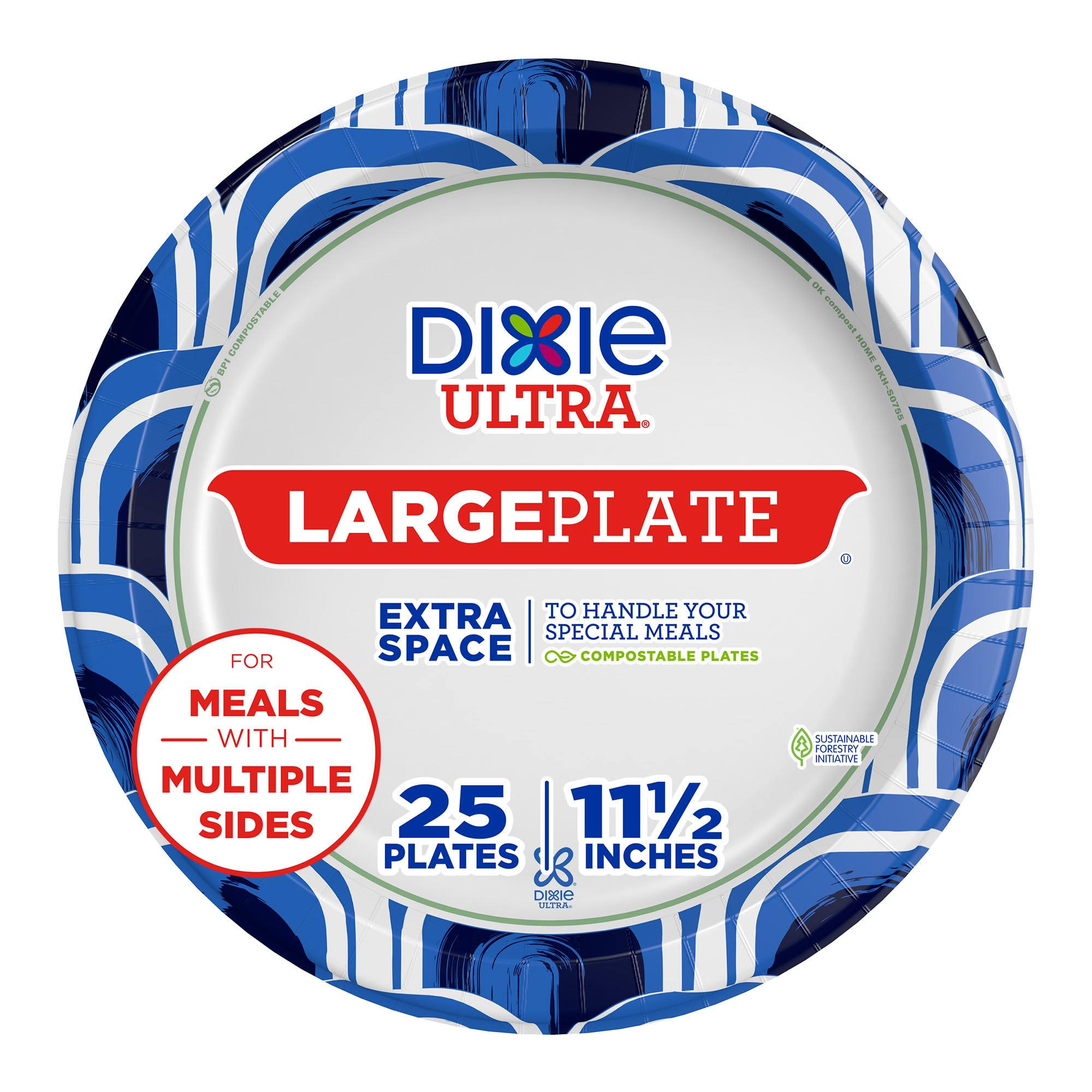 Dixie Ultra Large 11 Inch Paper Plates - 25 Count, 3X Stronger & Heavy Duty | Microwave-Safe, Soak-Proof & Cut Resistant | Perfect for BBQs, Parties & Messy Meals