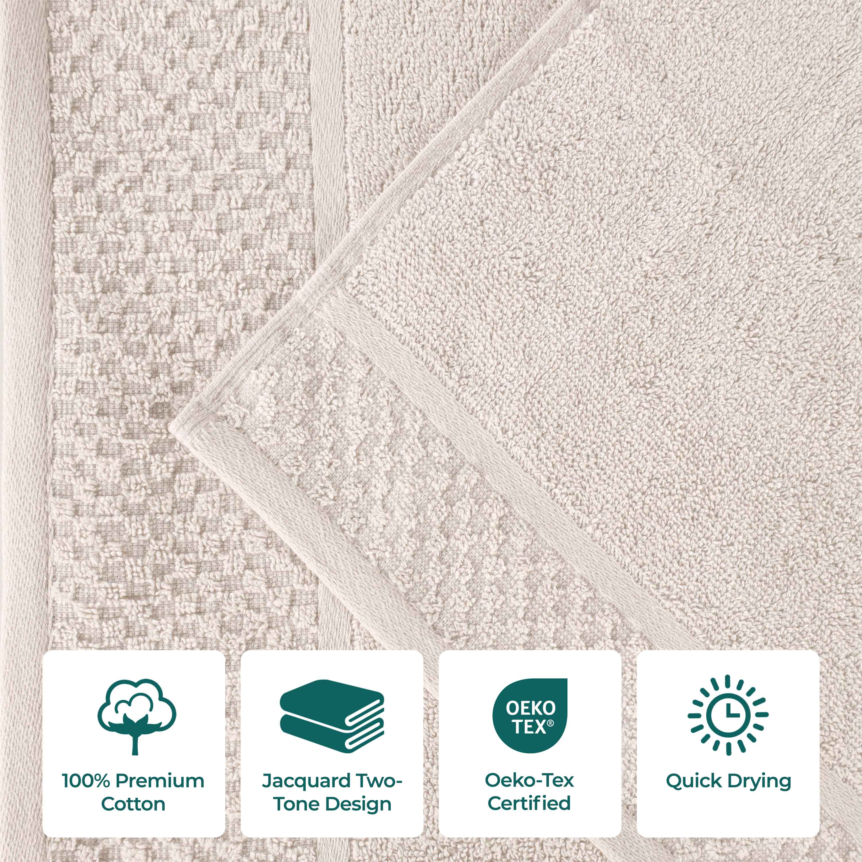 Premium Cotton Plush Jacquard Hand Towels Set of 6 - Soft & Absorbent Bath & Kitchen Towels for Bathroom, Guest Room, and Spa Use