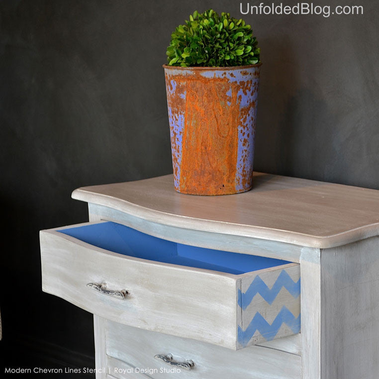 Chevron Pattern Furniture Stencil - DIY Wood Painting Template for Cabinets, Tables & Walls - Perfect for Home Decor & Craft Projects