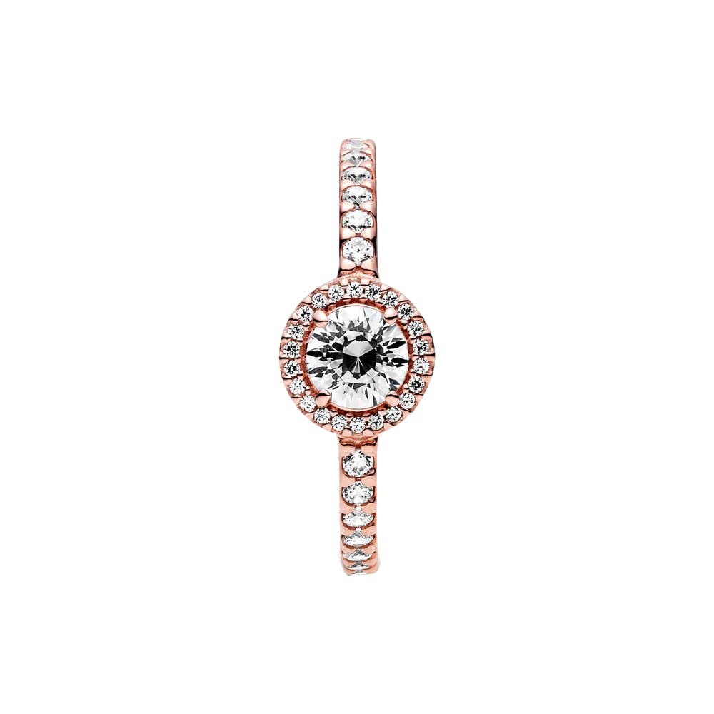 Pandora Rose Gold Round Cubic Zirconia Ring for Women - Size 9 | Elegant Wedding, Anniversary & Everyday Jewelry Gift