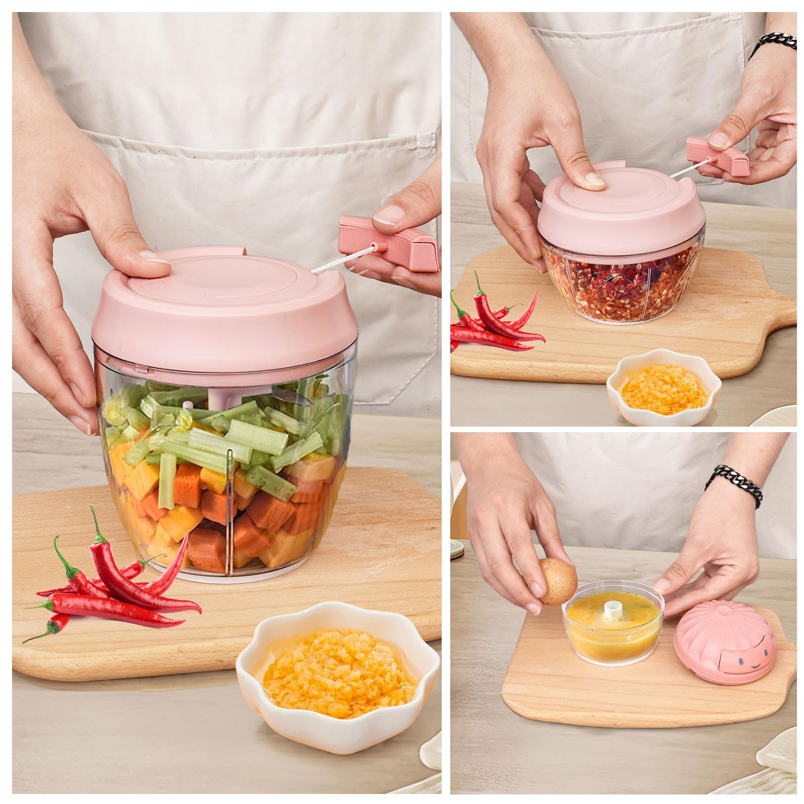 Premium Manual Food Chopper - Vegetable Cutter, Onion Dicer & Garlic Grinder with 160ML Container - Perfect for Meal Prep, Salads & Cooking at Home