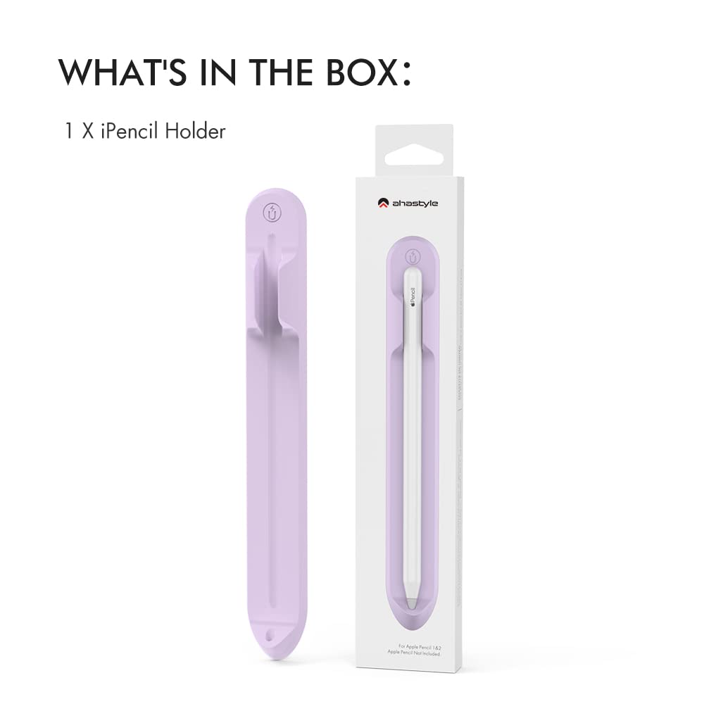 AhaStyle Magnetic Pencil Holder for Apple Pencil 1st/2nd Gen & iPad Pro - Strong Adhesive Sticker for iPad Pen & Stylus (Lavender) | Perfect for Office, School & Creative Work
