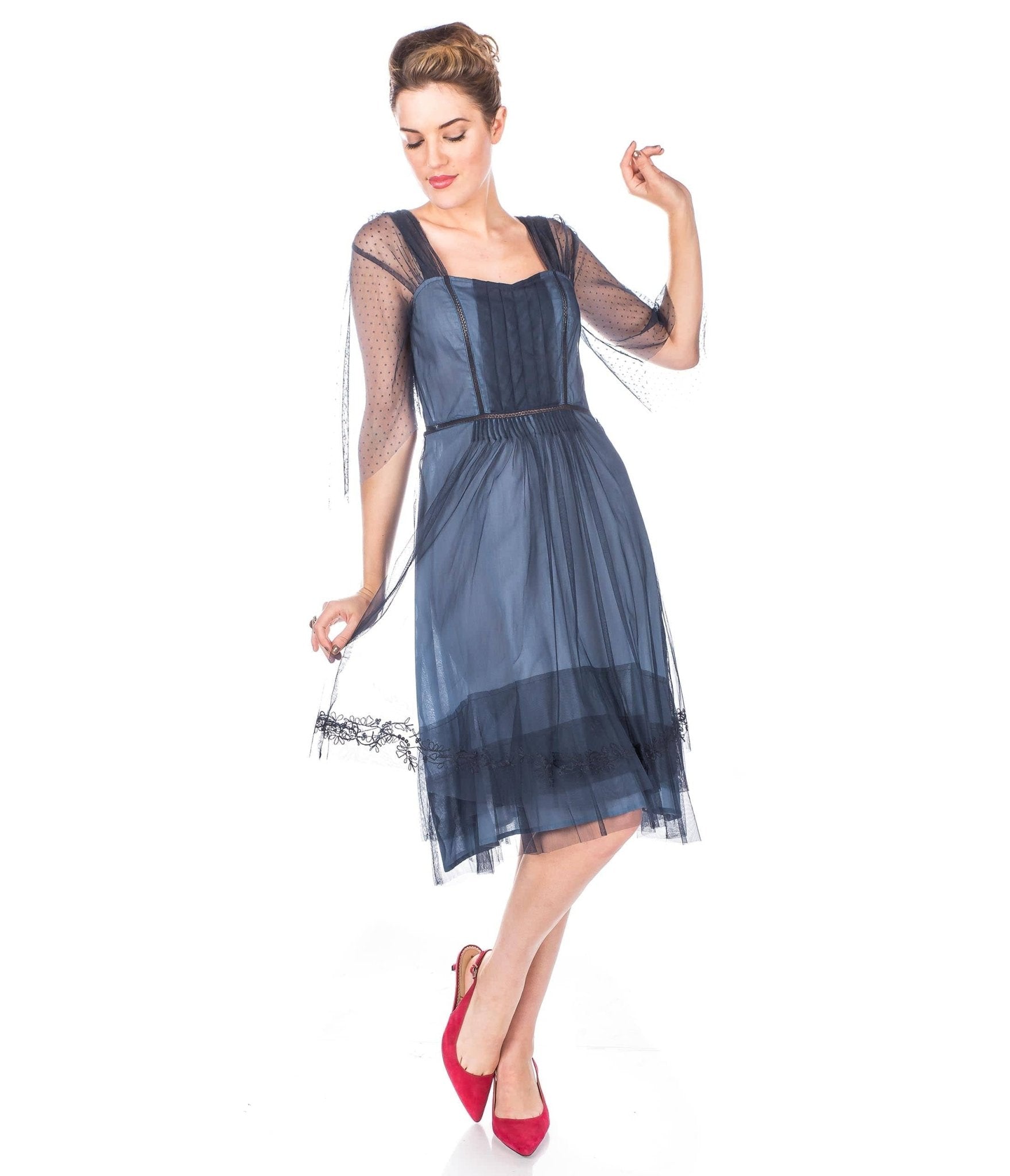 Nataya 1920s Indigo Vintage Flapper Dress - Roaring 20s Gatsby Party Costume, Halloween Outfit & Jazz Age Evening Gown for Women