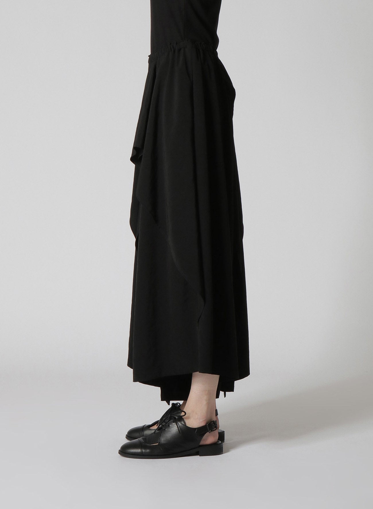 Elegant Crepe de Chine Ruffle Pants for Women - Flowy High Waist Wide Leg Trousers for Casual & Office Wear
