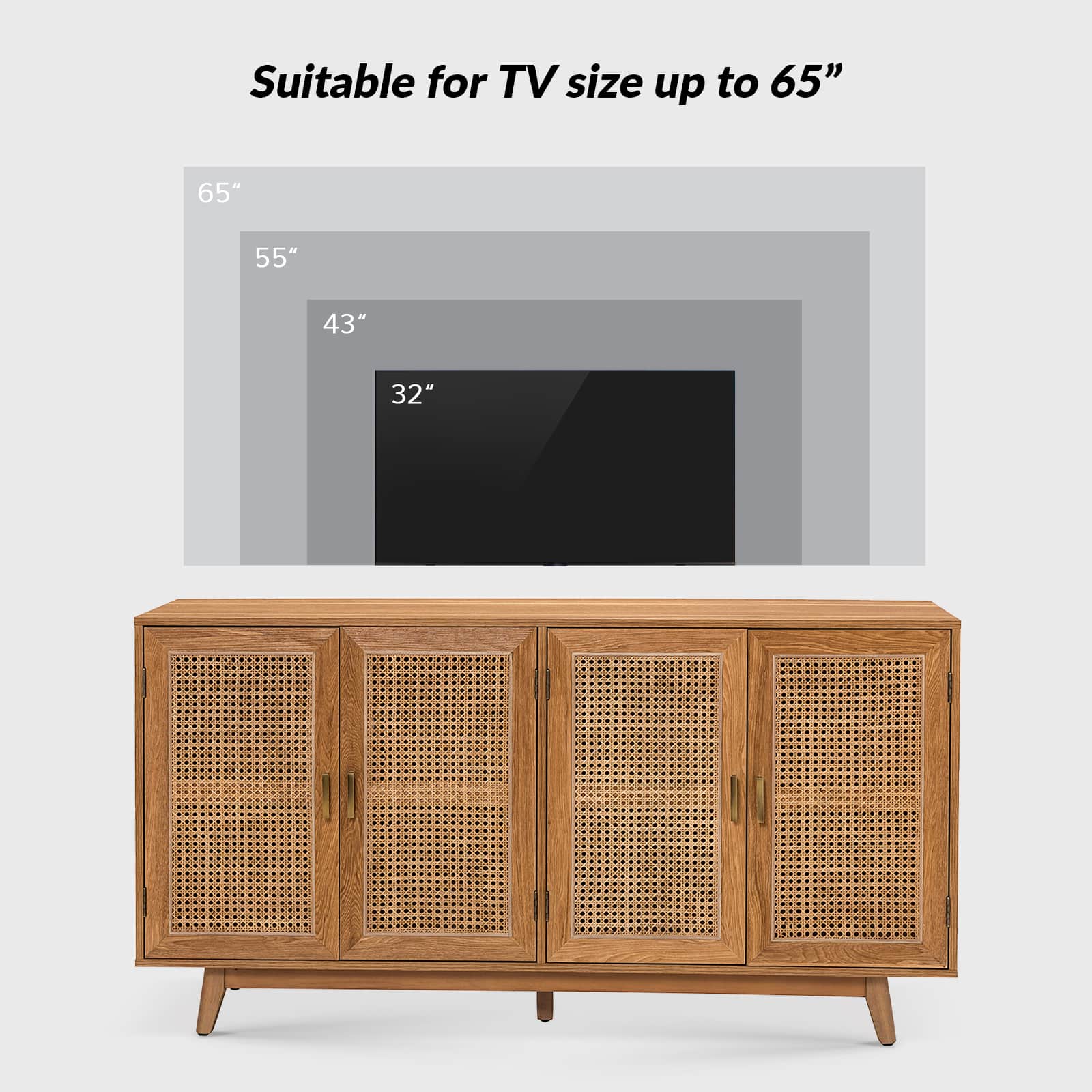 65 Inch TV Stand Console Table with Storage - Modern Entertainment Center for Living Room, Bedroom & Home Theater