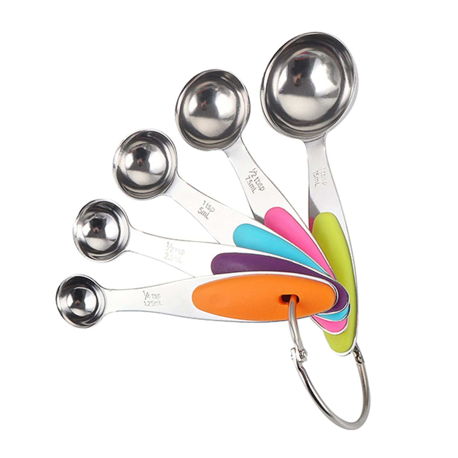 Homtoozhii 5-Piece Stainless Steel Measuring Spoons Set - Precise Dry & Liquid Measurements for Cooking, Baking - Heat-Resistant Kitchen Utensils - Perfect for Baking Cookies, Measuring Coffee, and Meal Prep