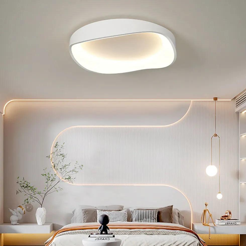 Modern White LED Ceiling Light with Circular Design - Energy Efficient Lighting for Bedroom, Living Room & Kitchen