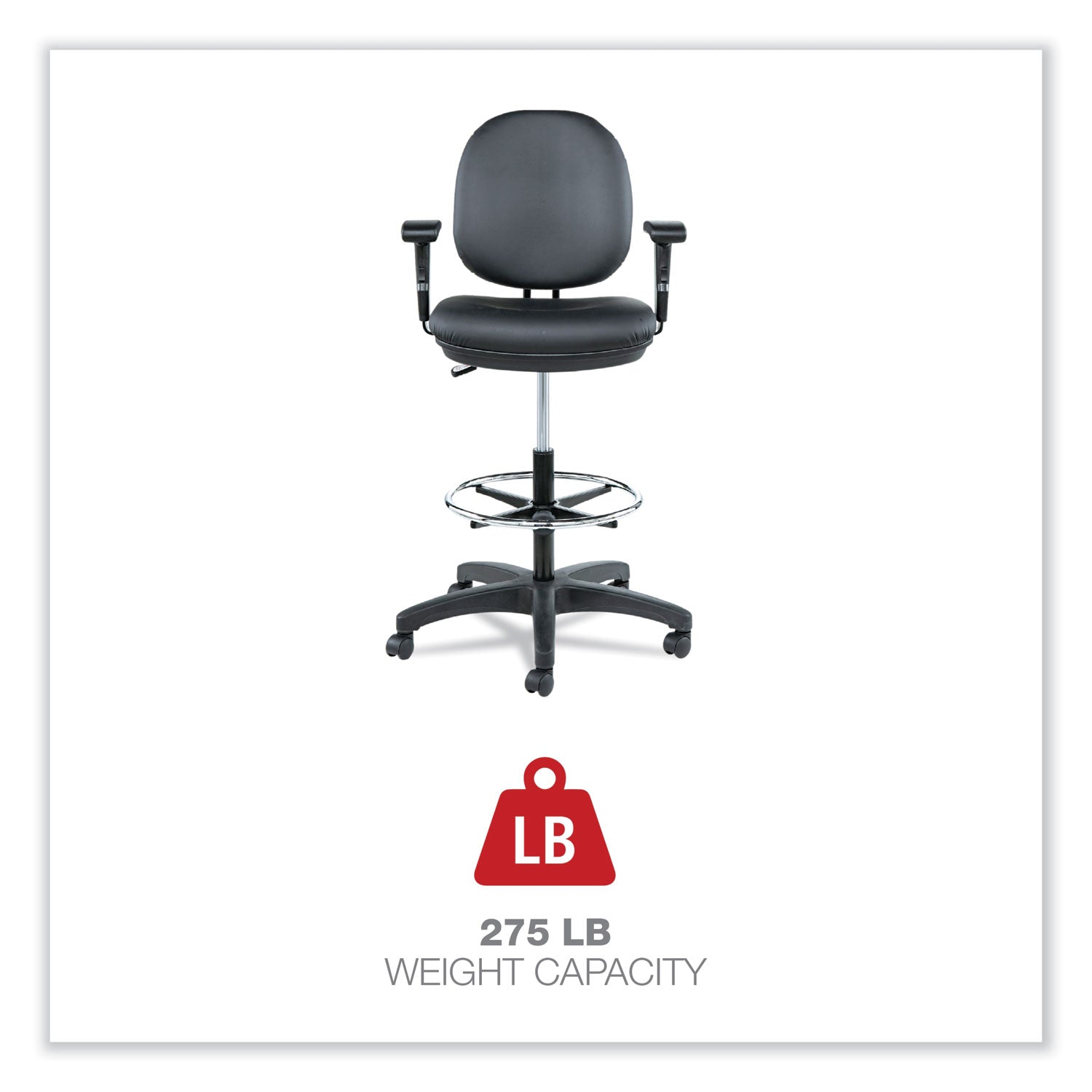 Alera Interval Series Swivel Task Stool - 275 lb Weight Capacity, Adjustable Seat Height 23.93