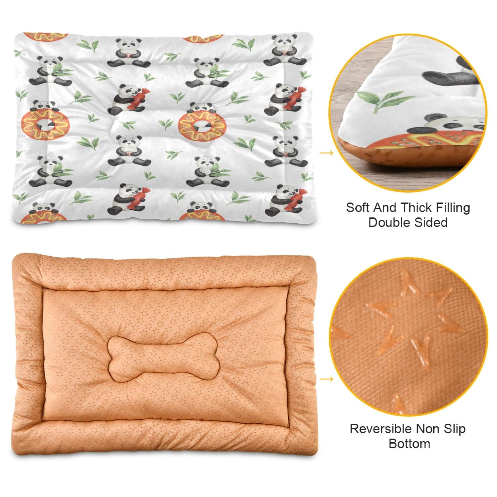 Donut Panda Dog Bed - Ultra Soft Rectangle Pet Bed for Small & Medium Dogs & Cats, 24x18 Inch - Calming Comfort Bed for Puppy, Kitten, or Pet Crate | Perfect for Bedroom, Living Room & Travel