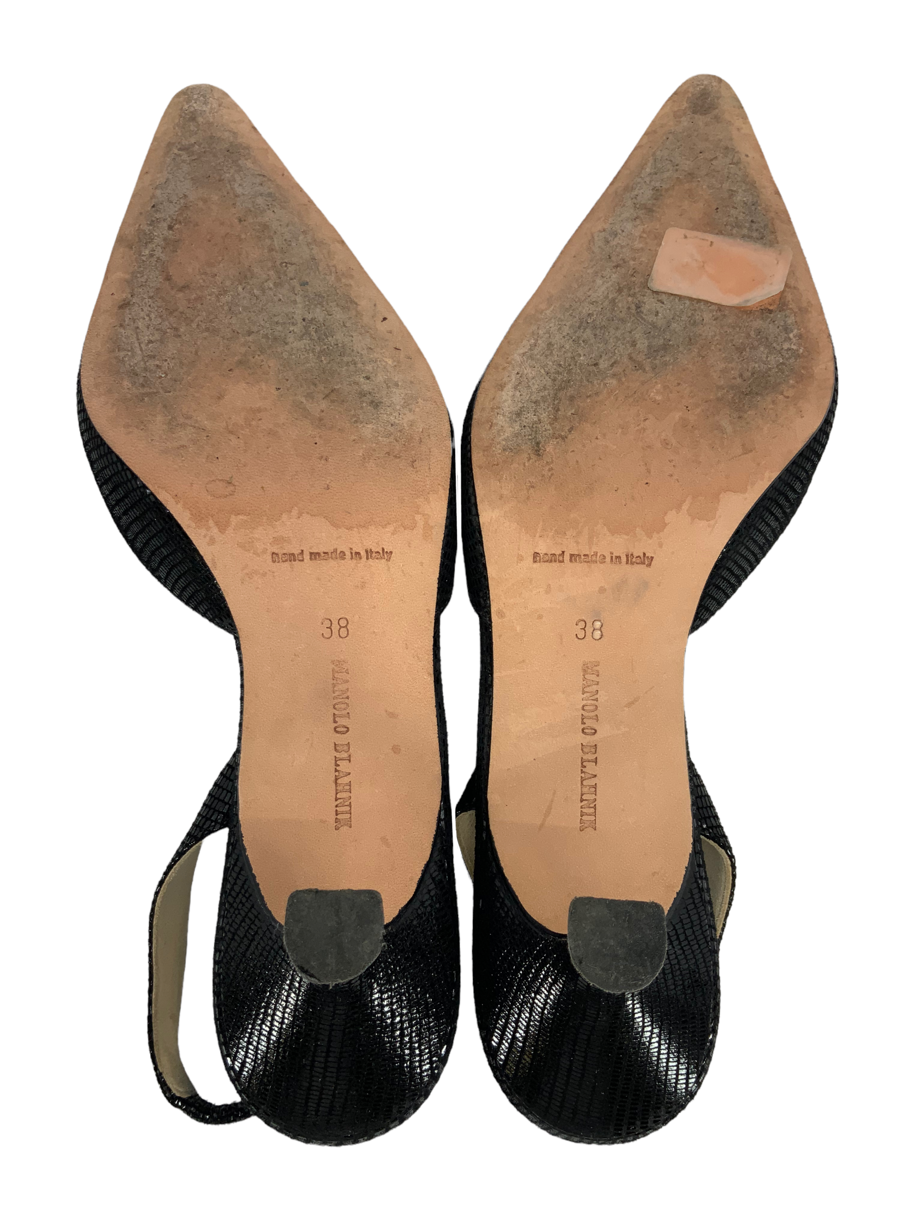 Manolo Blahnik Textured Suede Carolyne Slingback Heels - Women's Size 8 Luxury Designer Shoes for Weddings & Evening Events