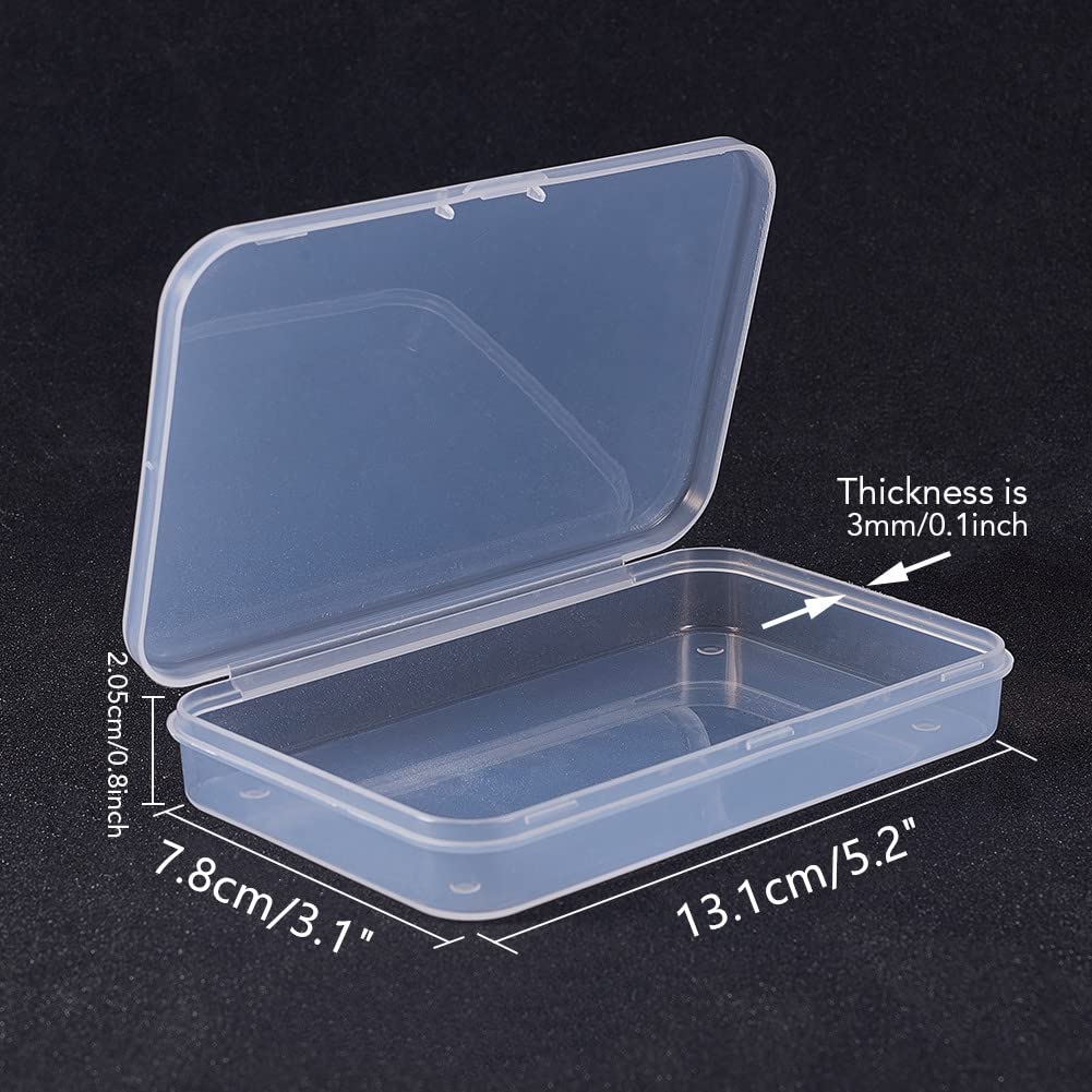 BENECREAT 10-Pack Clear Plastic Storage Boxes - 5x3.3x0.8 Inch Large Rectangle Bead Organizer Containers with Lids for Craft Supplies, Jewelry Making, Card Storage & Small Accessories - Perfect for DIY Projects, Office Organization & Home Craft Rooms