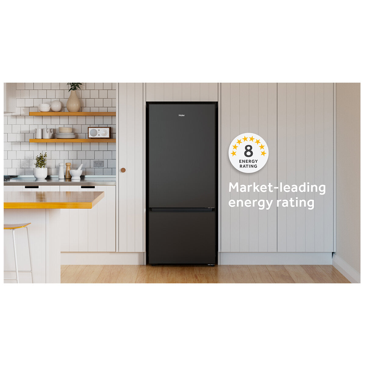 Haier 433L Bottom Mount Refrigerator Black HRF420BEC - Energy Efficient French Door Fridge for Kitchen, Home & Office Use