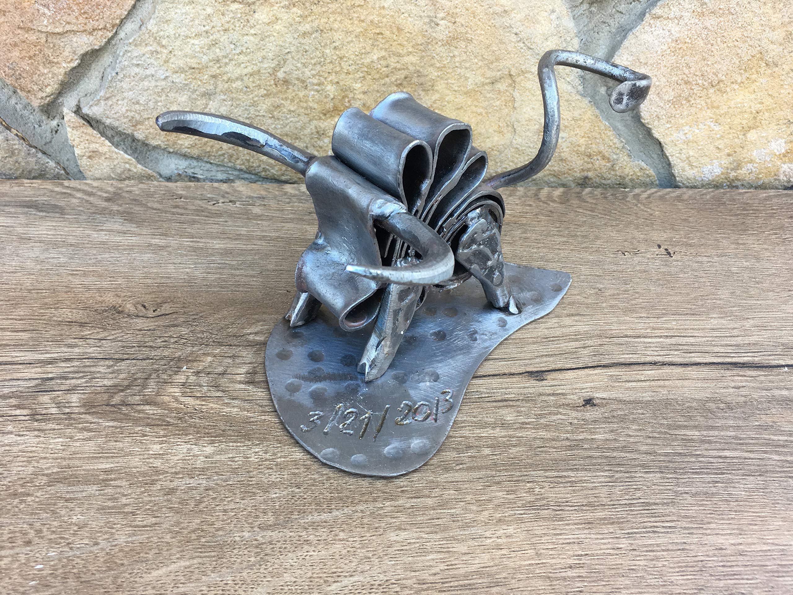 6th Anniversary Gift for Him - Personalized Iron Bull Statue | Unique Iron Wedding Anniversary Present | Customized Metal Home Decor for Couples, Office Desk, or Man Cave