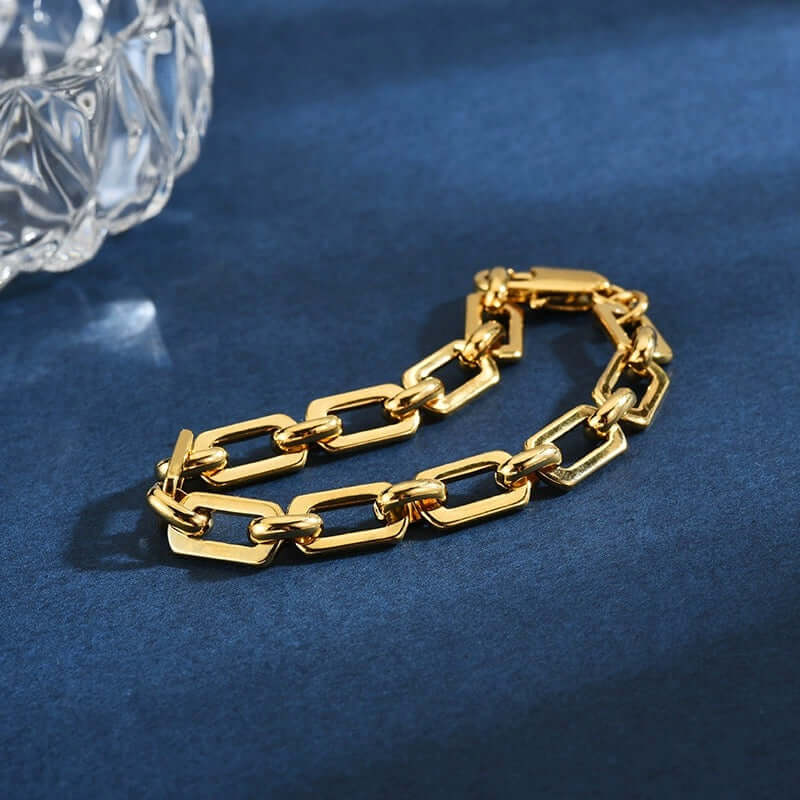 18K Gold Oval Link Chain Bracelet for Women - Elegant Luxury Jewelry Gift for Birthday, Anniversary & Special Occasions | QT2008