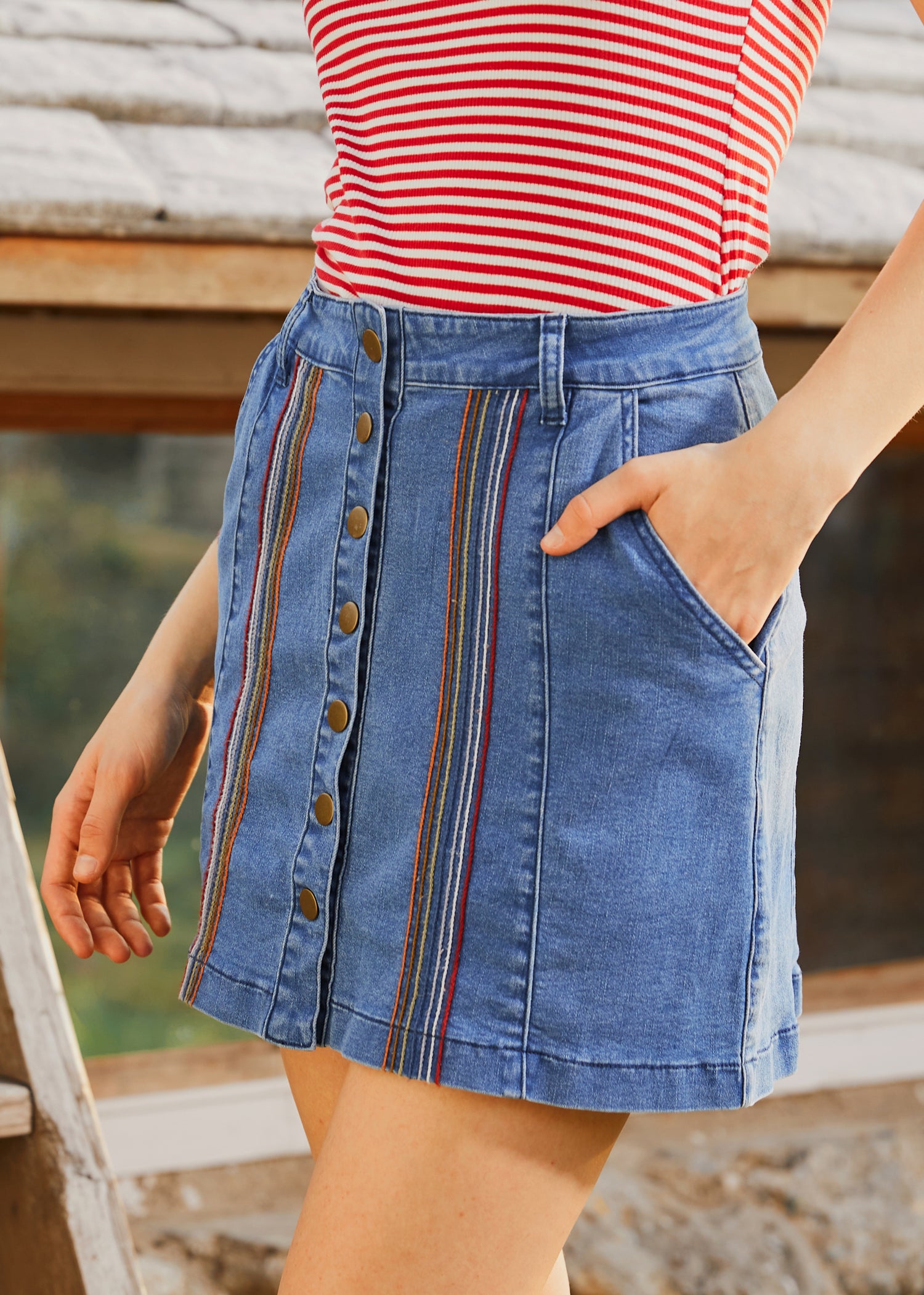 Elegant A-Line Skirt with Button Down Design for Women | Perfect for Spring Flings, Office Wear & Casual Outings