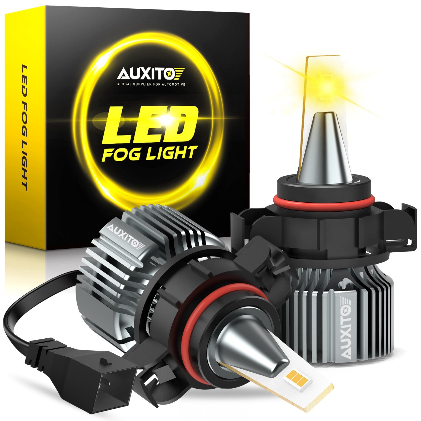 5202 5201 LED Fog Light Bulbs - 3000K Amber Yellow, CSP Chips, 30W 6000 Lumens Per Pair - High Visibility for Rain, Snow & Foggy Driving Conditions