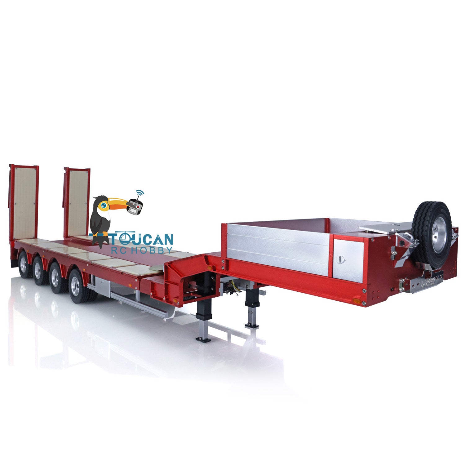 1/14 Scale RC Steering Trailer 997 - Detachable Metal Body 4-Axle Gooseneck Heavy Duty Trailer for Tamiya Tractor Trucks | Compatible with 1/14 Scale RC Models, Perfect for Truck Simulation & Display Collections