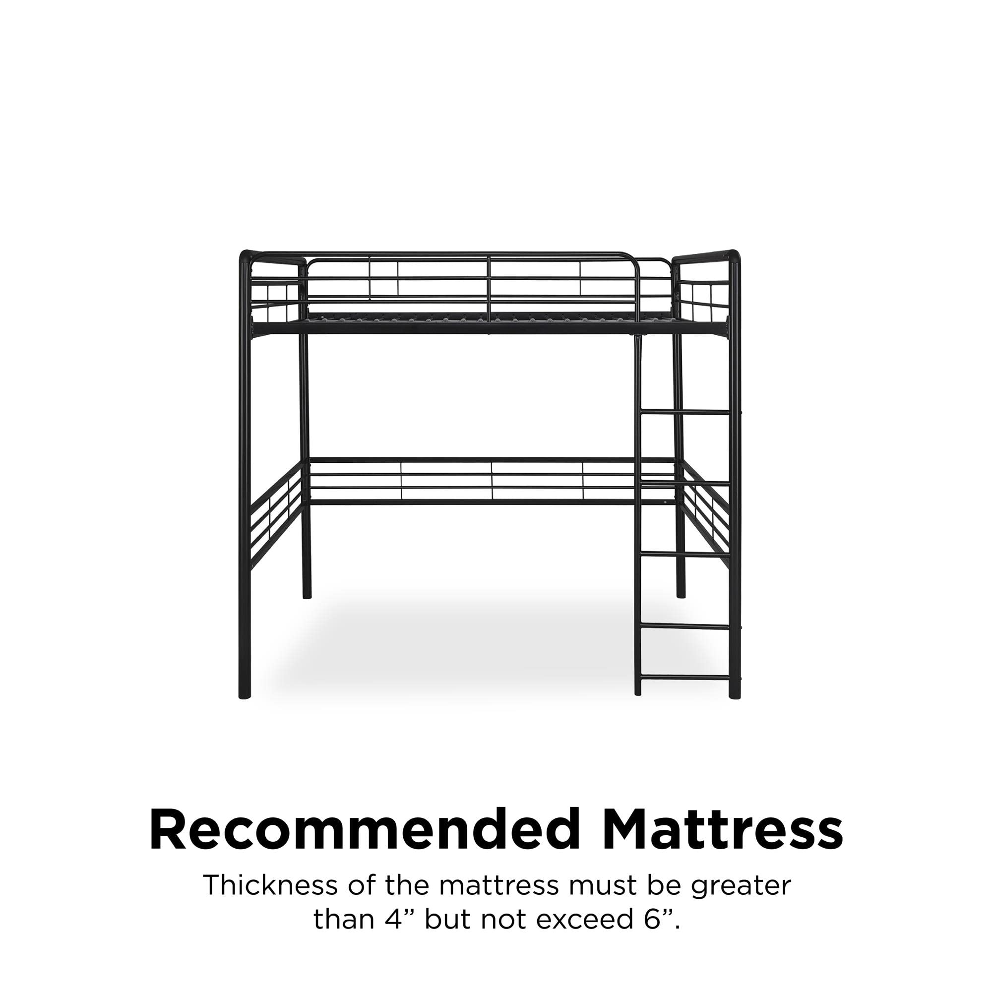 DHP Full Metal Loft Bed with Ladder - Space Saving Twin Size Bed Frame for Small Rooms - Sturdy Black Loft Bed for Kids, Teens & Adults - Perfect for Dorm, Apartment & Studio Living
