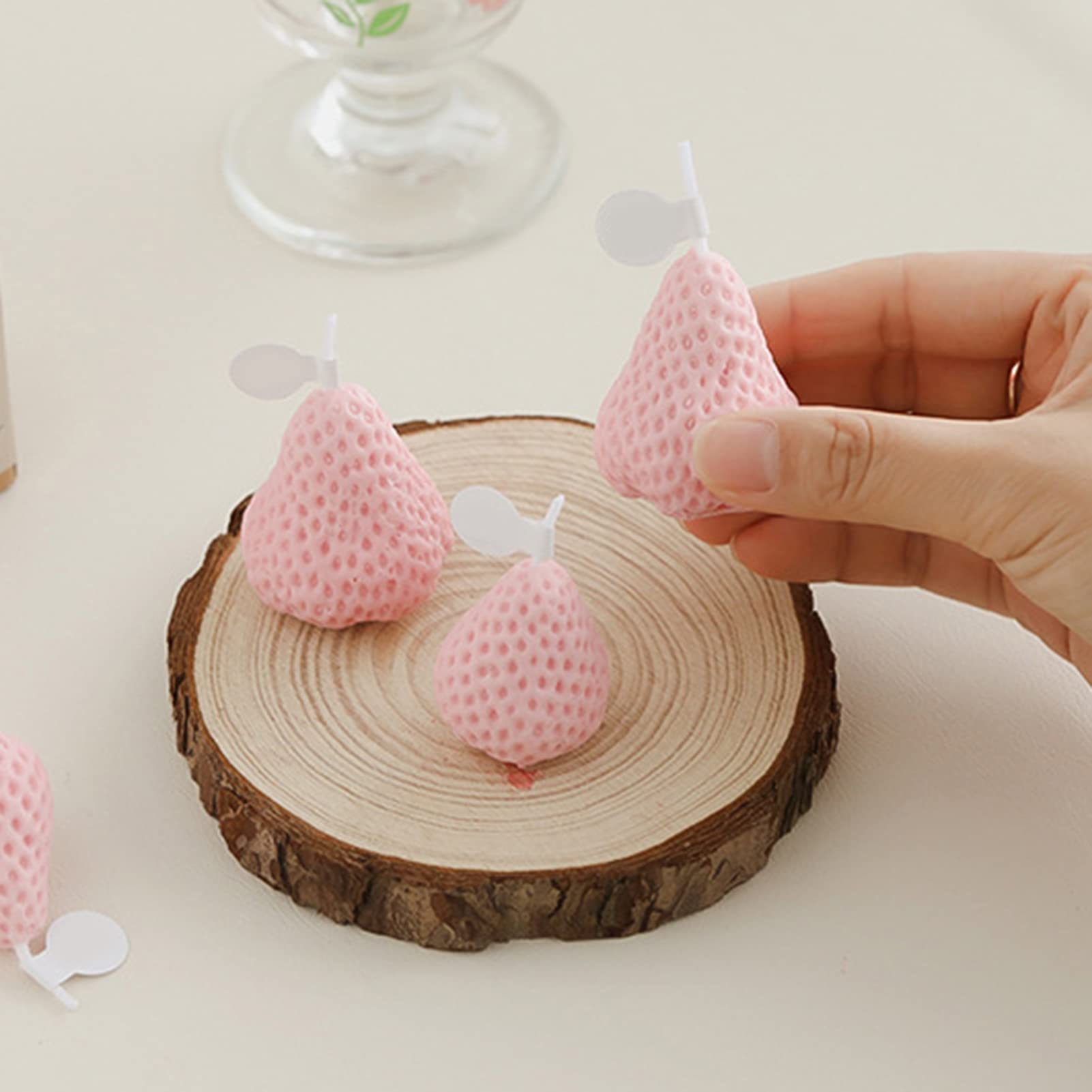 Strawberry Shaped Aromatherapy Scented Candle - Natural Air Freshener, Odor Eliminator, Perfect Gift for Women, Mothers Day, Birthday, Home Decor - Ideal for Relaxation, Spa, Bedroom & Living Room Ambiance
