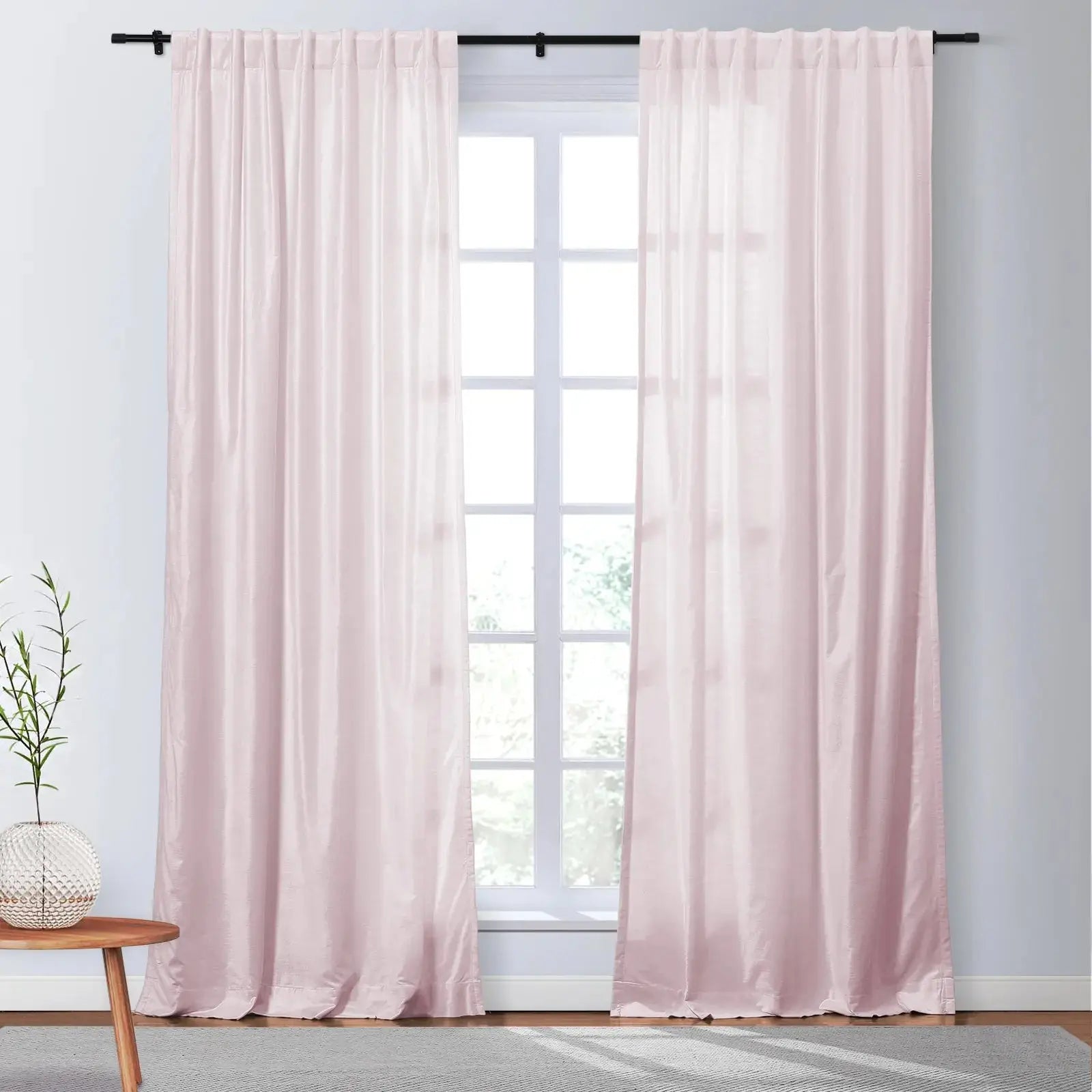 Veda Luster Cotton Velvet Drapery Soft Top - Luxury Window Curtains for Living Room & Bedroom - Blackout Drapes for Home Decor & Light Control
