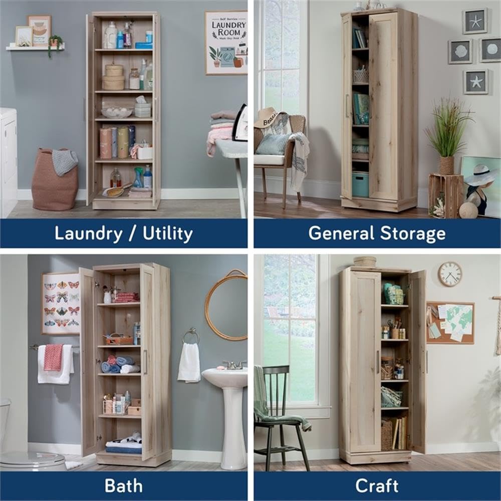 Sauder HomePlus Two Door Storage Cabinet - Pantry Organizer with Pacific Maple Finish for Kitchen, Dining Room, or Garage Storage