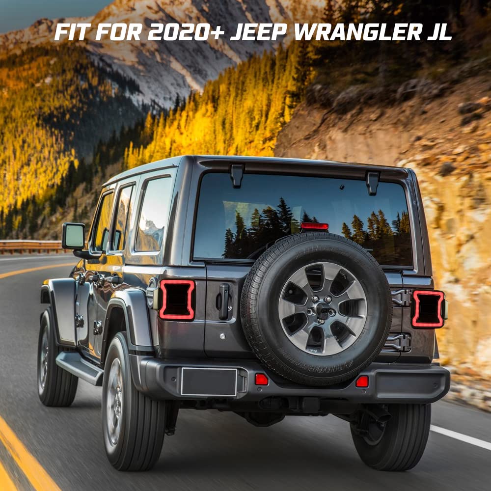 Kiwi Master Smoked LED Tail Lights for 2018-2025 Jeep Wrangler JL & 4xe - Black Housing with Tinted Lens (Pair) - Off-Road & Night Driving Safety Upgrade
