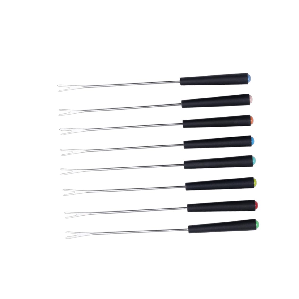 Premium 8-Piece Stainless Steel Fondue Forks Set with Plastic Handles - Perfect for Cheese, Chocolate, Desserts, Outdoor BBQ, and Kitchen Use - Assorted Colors