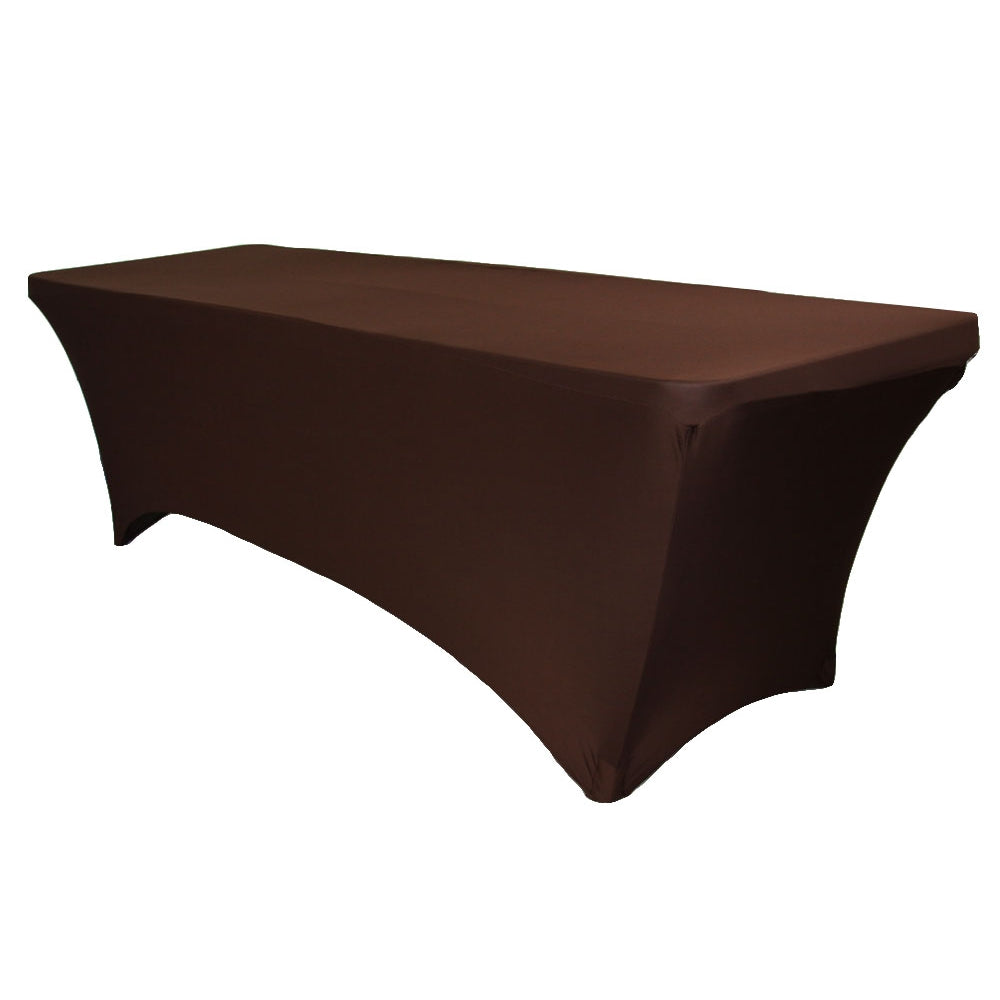 8 FT Rectangular Spandex Table Cover - Chocolate Brown - Perfect for Banquets, Weddings, and Events