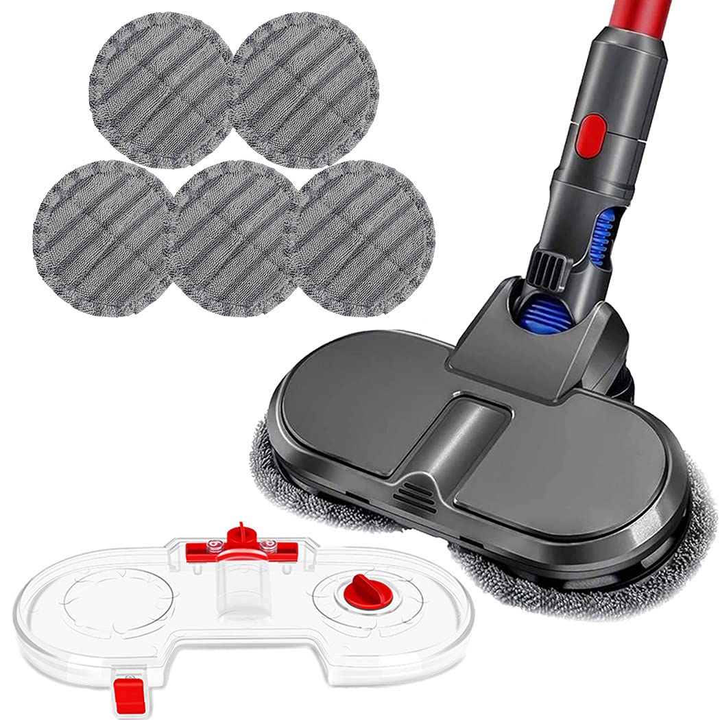Dyson V15 V11 V10 V8 V7 Cordless Vacuum Electric Mop Head Replacement Kit - Includes 5 Washable Mop Pads & 1 Water Tank - Perfect for Hardwood Floors, Tile & Laminate Cleaning