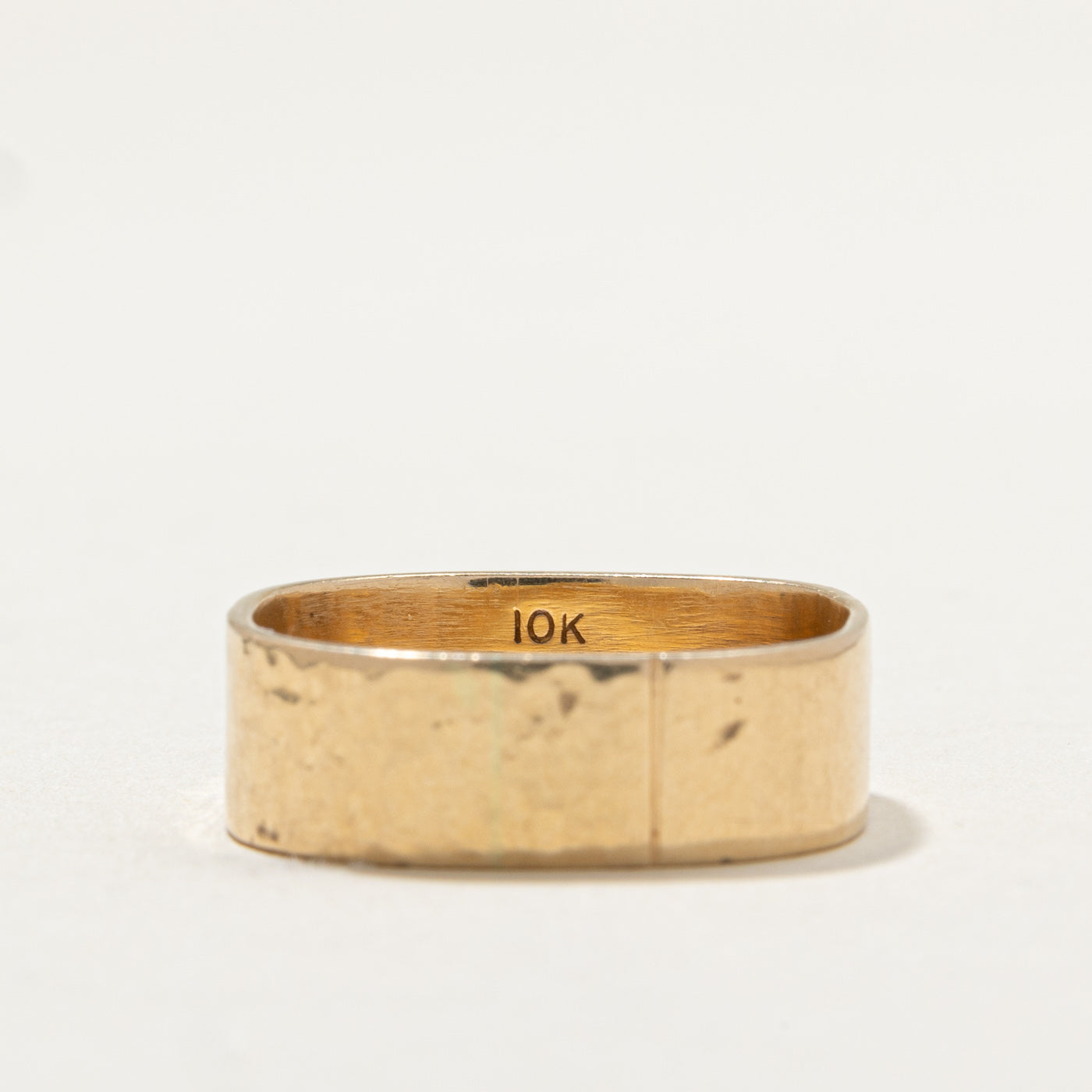 10K Yellow Gold Hammered Soft Square Band Ring - 6.8mm Wide - Size 10 - Perfect for Weddings, Anniversaries & Everyday Elegance