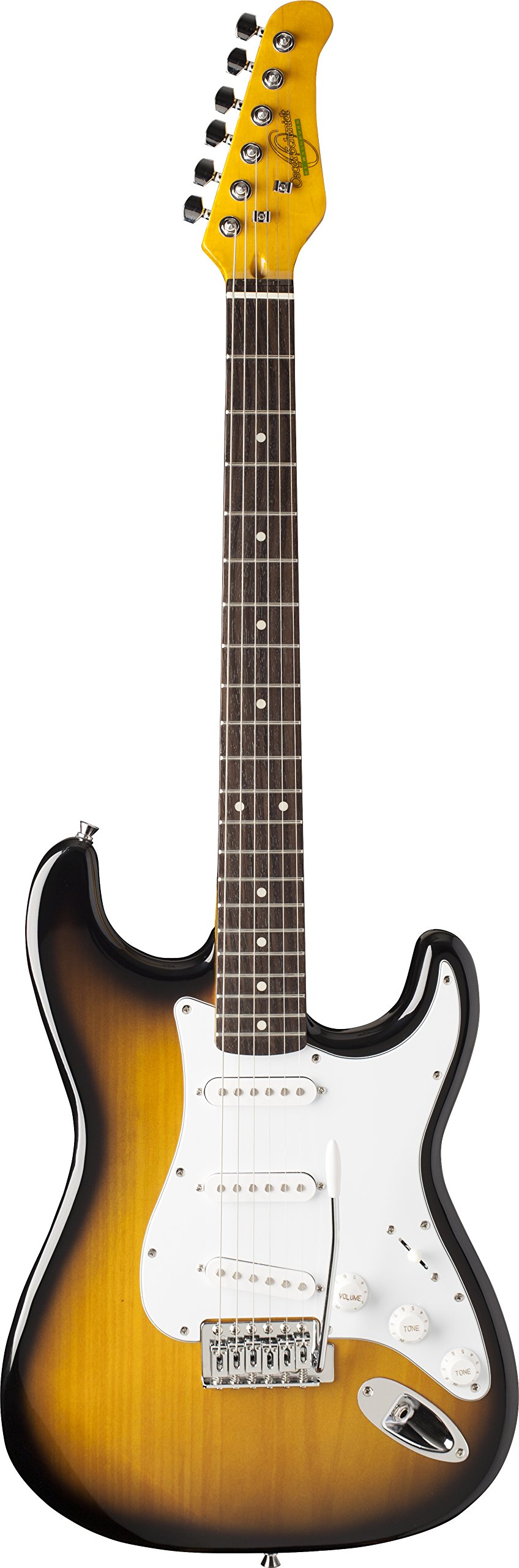 Oscar Schmidt OS-300-TS-A 6 String Double Cutaway Electric Guitar with SSS Pickups - Tobacco Sunburst Finish for Right-Handed Players | Perfect for Stage Performances, Studio Recording & Rock Music Practice