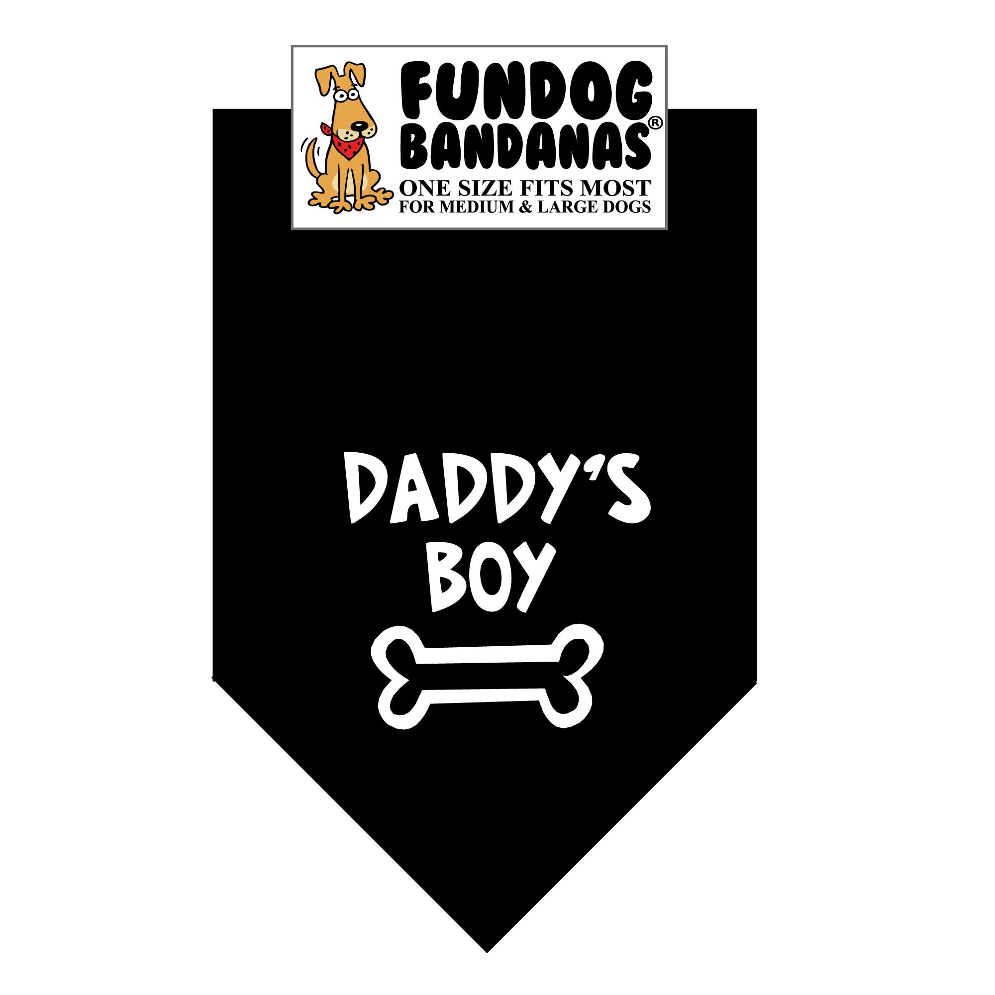 Daddy's Boy Dog Bandana - Adjustable Neckband for Medium to Large Dogs, Soft Cotton Pet Bandana (Black) - Perfect for Walks, Pet Photos & Special Occasions