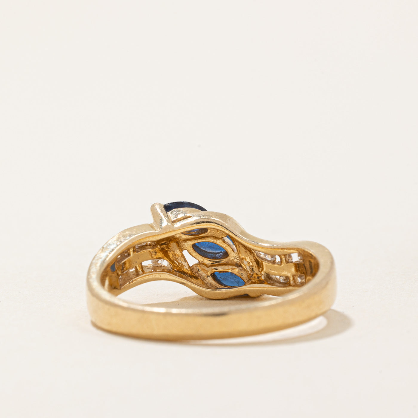 Exquisite Sapphire & Diamond Waterfall Ring - 0.36ctw Gemstones & 0.07ctw Diamonds - Size 6.5 - Elegant Jewelry for Weddings, Anniversaries & Special Occasions