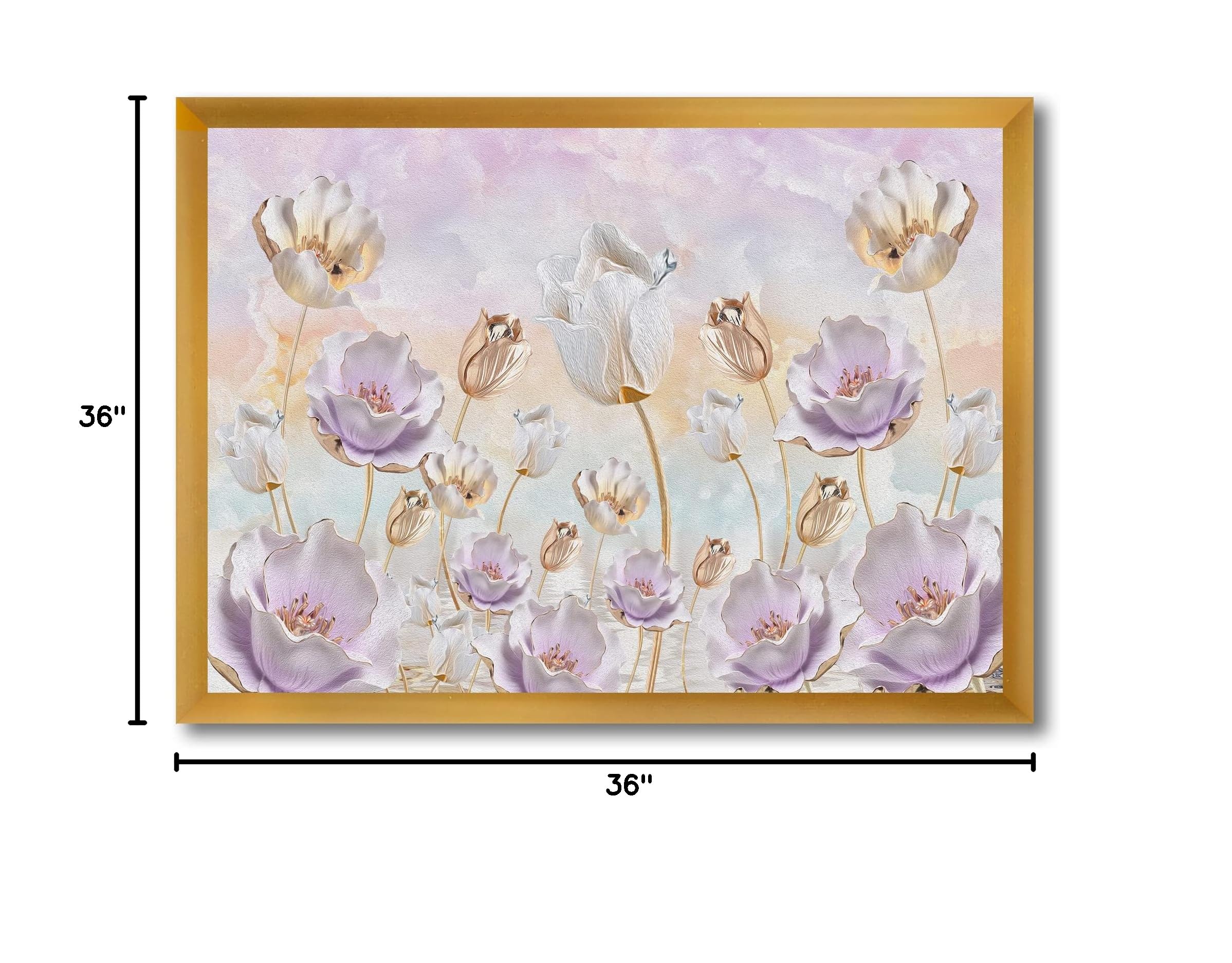 Pastel Tone Blossoming Flowers Traditional Framed Wall Art - Perfect for Living Room, Bedroom & Office Decor