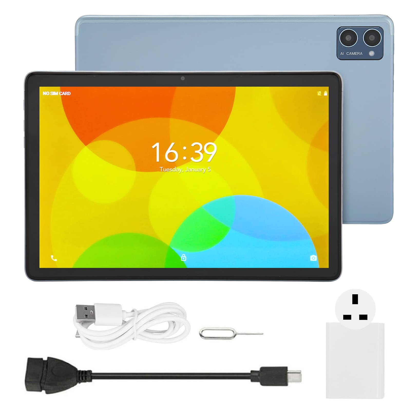 WINH 10.1 Inch Gaming Tablet with IPS Display, 8GB RAM 128GB Storage, Dual HD Cameras - Portable Light Blue Android Tablet for Travel, Entertainment & Work